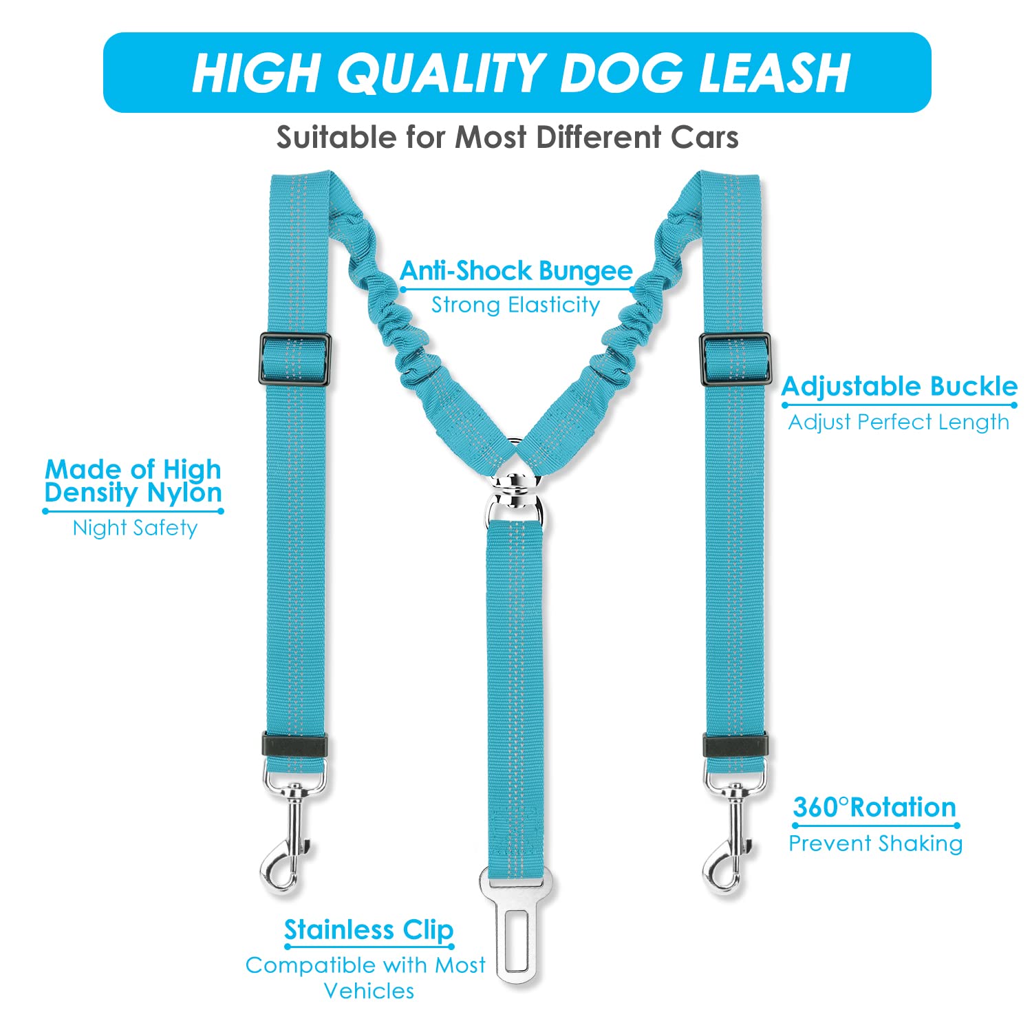 Cintura Di Sicurezza Doppia Per Cani - Per Auto, Con Fibbia Girevole, Regolabile - Foto 6