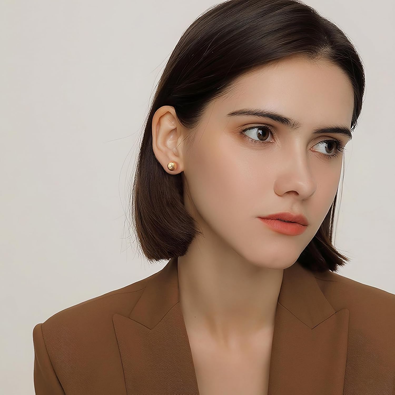 FAMARINE Dot Earrings Gold Silver Stud Earrings for Women Flat Round Earring Minimalist Earring - Image 4