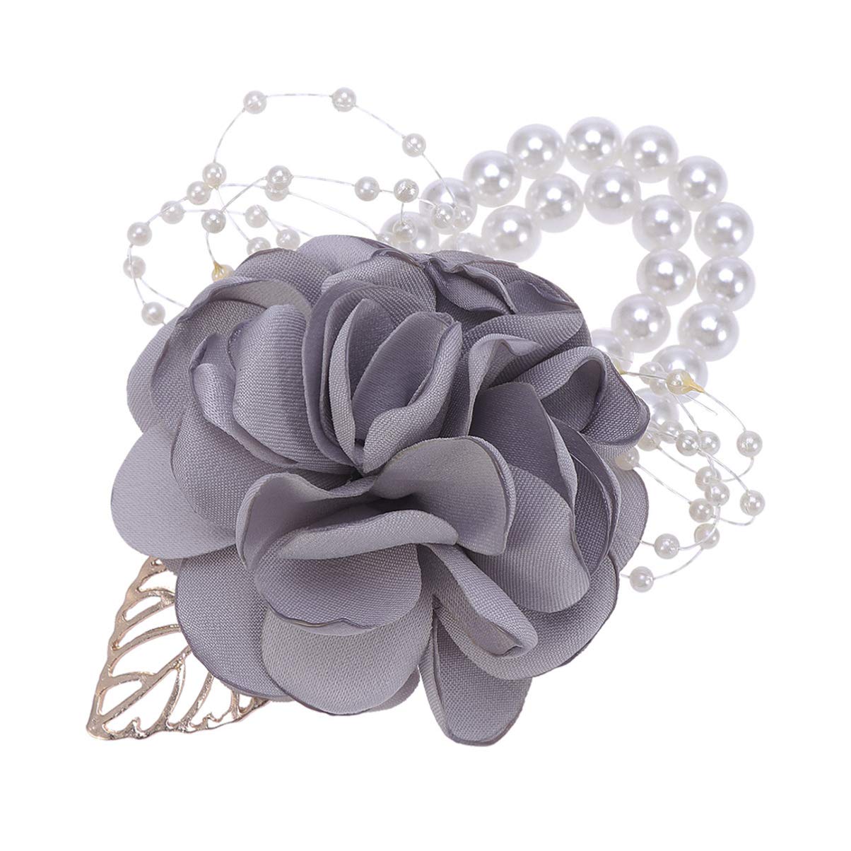 SUPVOXLight Grey Artificial Rose Wrist Corsage - Elegant Lifelike Pearl Hand for Bridesmaid, Wedding and Prom Decor, Perfect Wrist Accessory