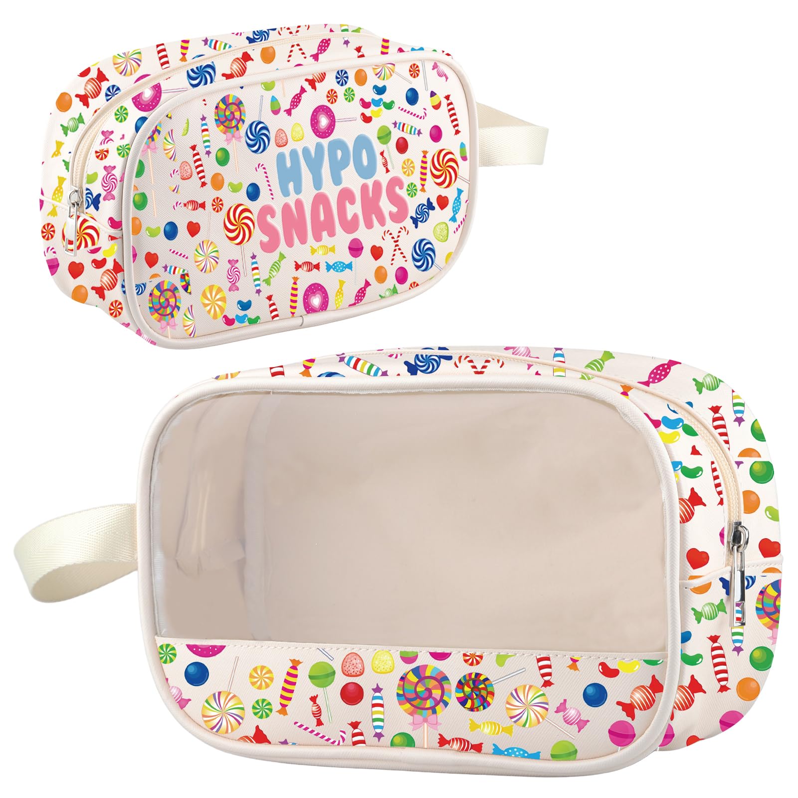 MYSOMY Type 1 Diabetes Snack Bag Hypo Snacks Bag Emergency Snacks Kit T1d Warrior Gift Diabetic Supply Kit Diabetes Insulin Bag (HypoSnacks clear2)