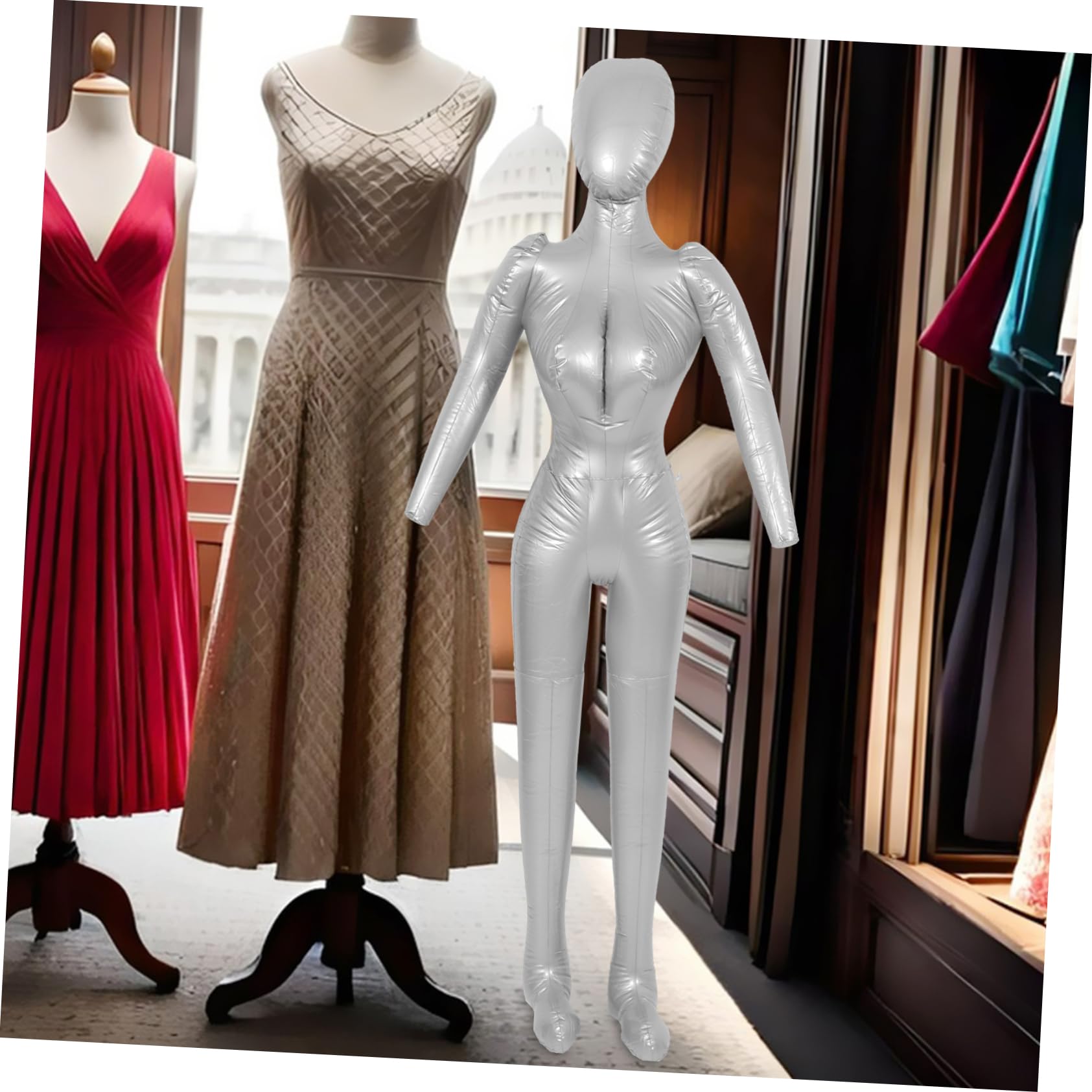 SHINEOFI Maniquí Inflable para Exhibición de Ropa de Mujer Cuerpo Completo, Material PVC Resistente, Buena Estabilidad y Prevención de Deformación para Ventana y Fotografía