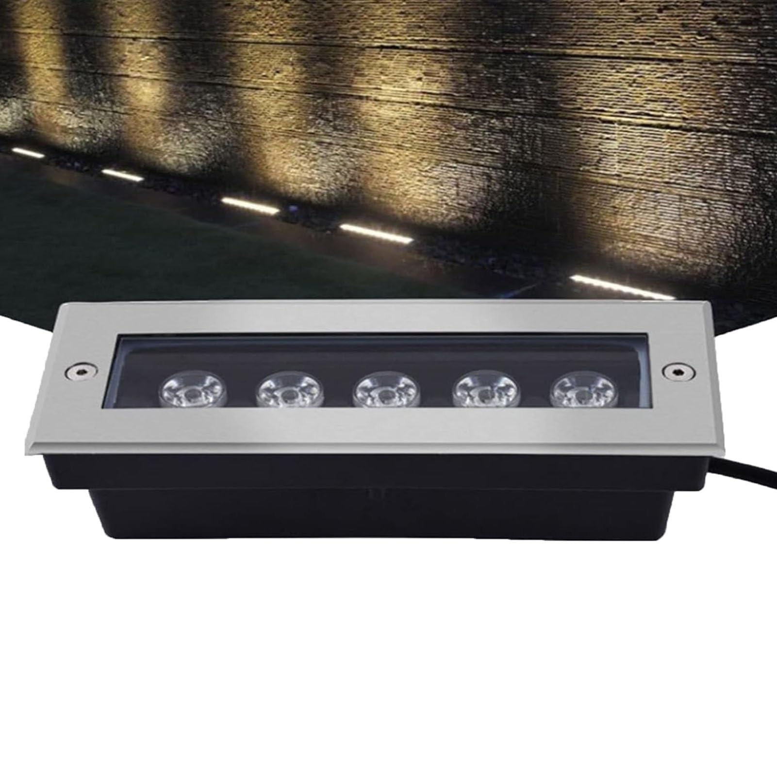 Lámpara enterrada for exteriores - Luces LED de paisaje for el suelo, Downlight LED de acero inoxidable resistente al agua IP65, luz LED for estanque AC85-265V, focos LED rectangulares, for jardín, cé