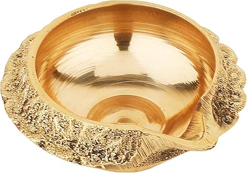 Miniatura 6 de NOBILITY Pooja thali de latón de 7 pulgadas con Kalash Kuber Diya y otros accesorios Ganesh Lakshmi Design Subh Labh Daily Puja Thali Set para