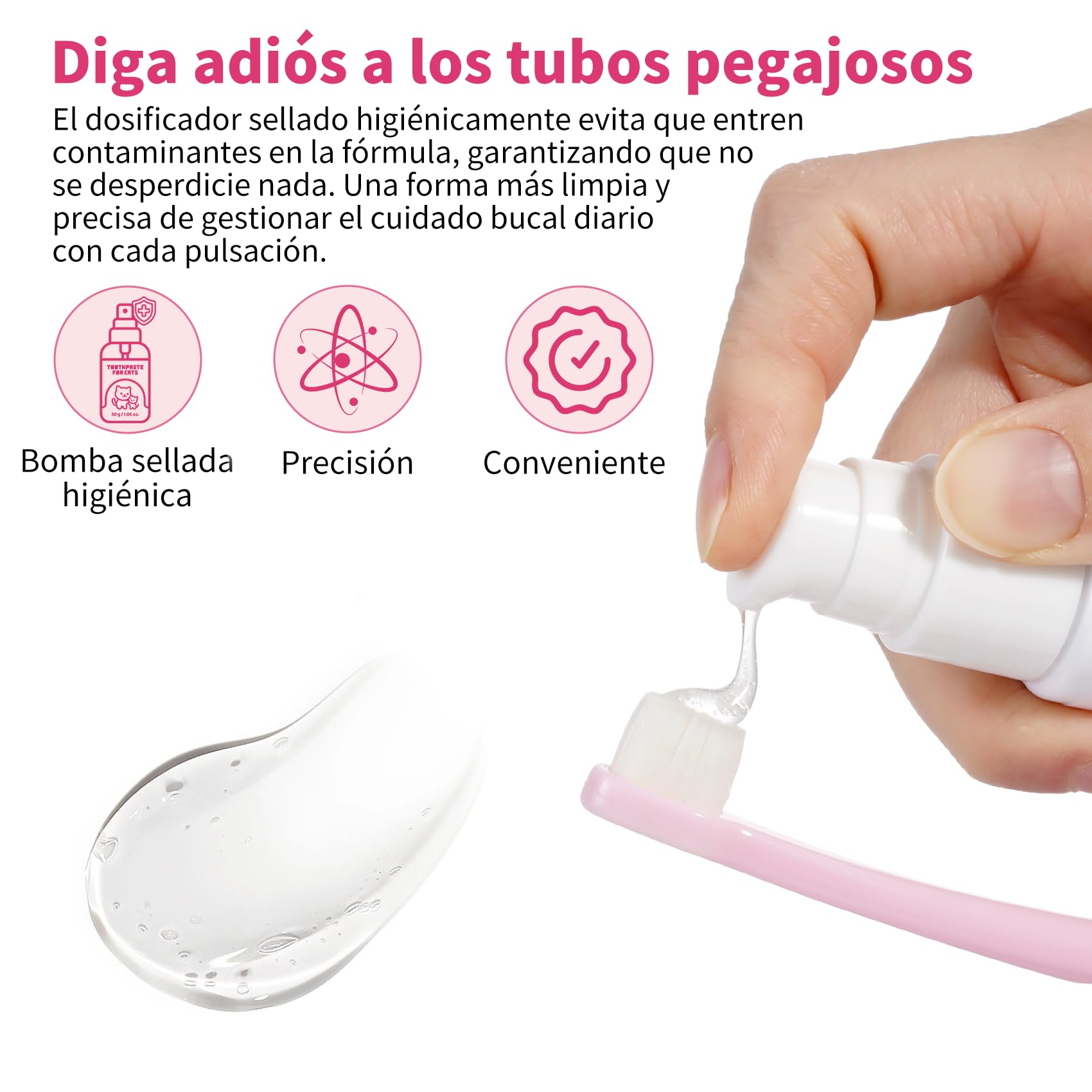 Pasta de Dientes Enzimática para Gatos - Kit Dental con Cepillo, Gel Sin Perfume contra la Placa y Mal Aliento, Previene el Sarro - 30g