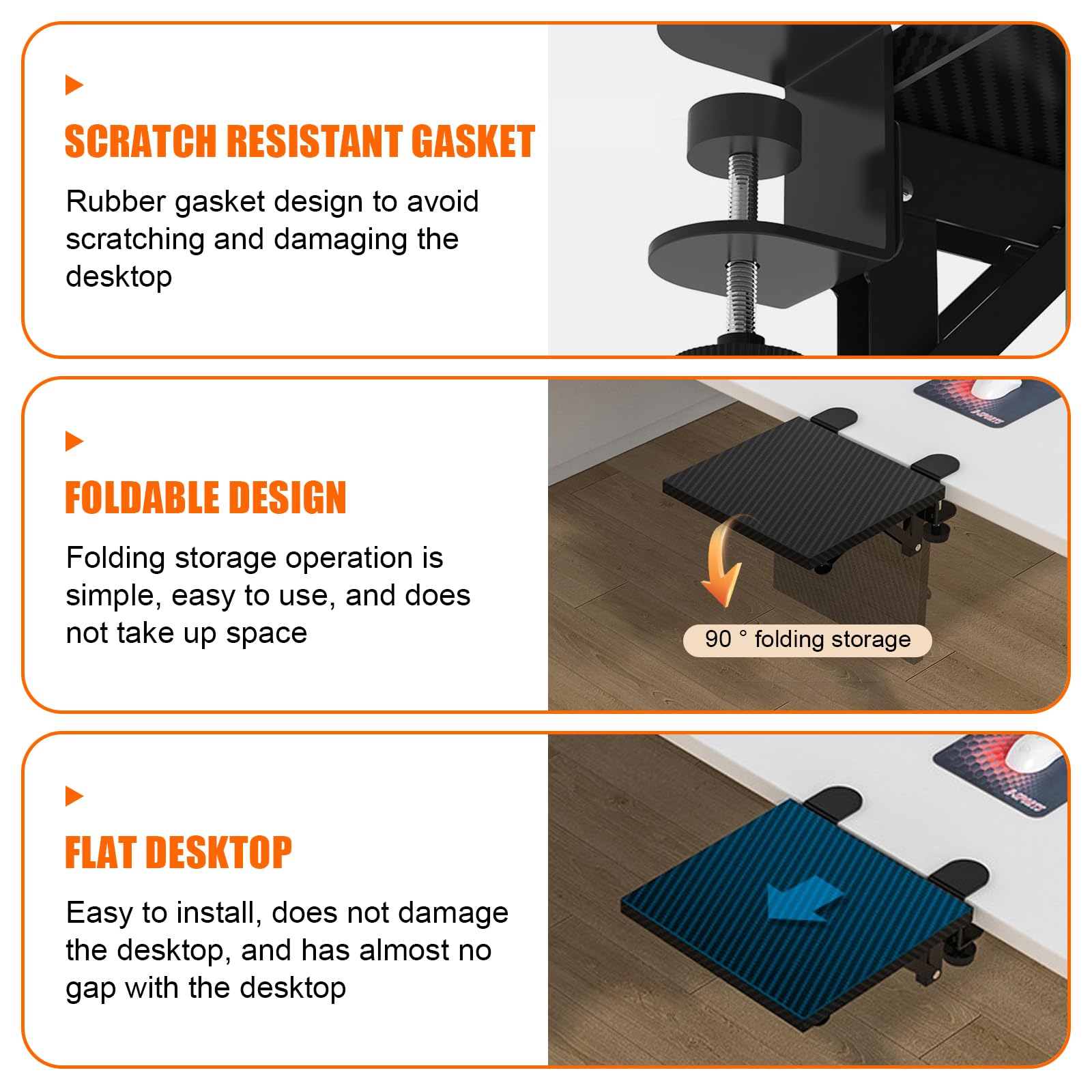 Plateau D'extension De Bureau D'ordinateur 20 X 24 cm, Plateau D'extension Bureau, Support Ergonomique Bureaus, Support De Repose-Poignet Pliable À 90° Pour La Maison, Le Bureaus Et Les Jeux