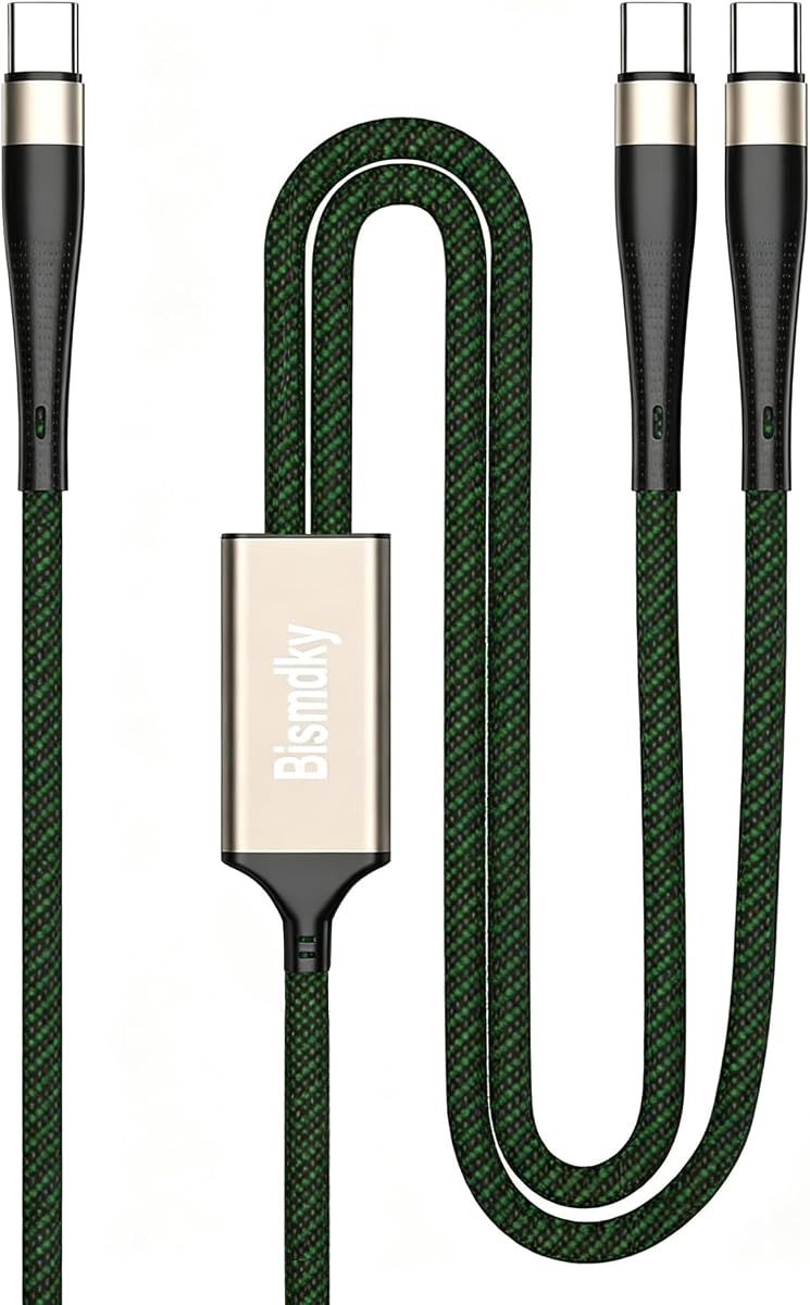 Multi USB C Charging Lightning Cable 4 ft 2-in-1 USB C to Type-C Cable 100W & 100W Max,Fast Charging Cord for iPhone17/ 16/15 Series,Galaxy S24,MacBook Air/Pro,Lenovo,iPad,and More(Braided, Green)