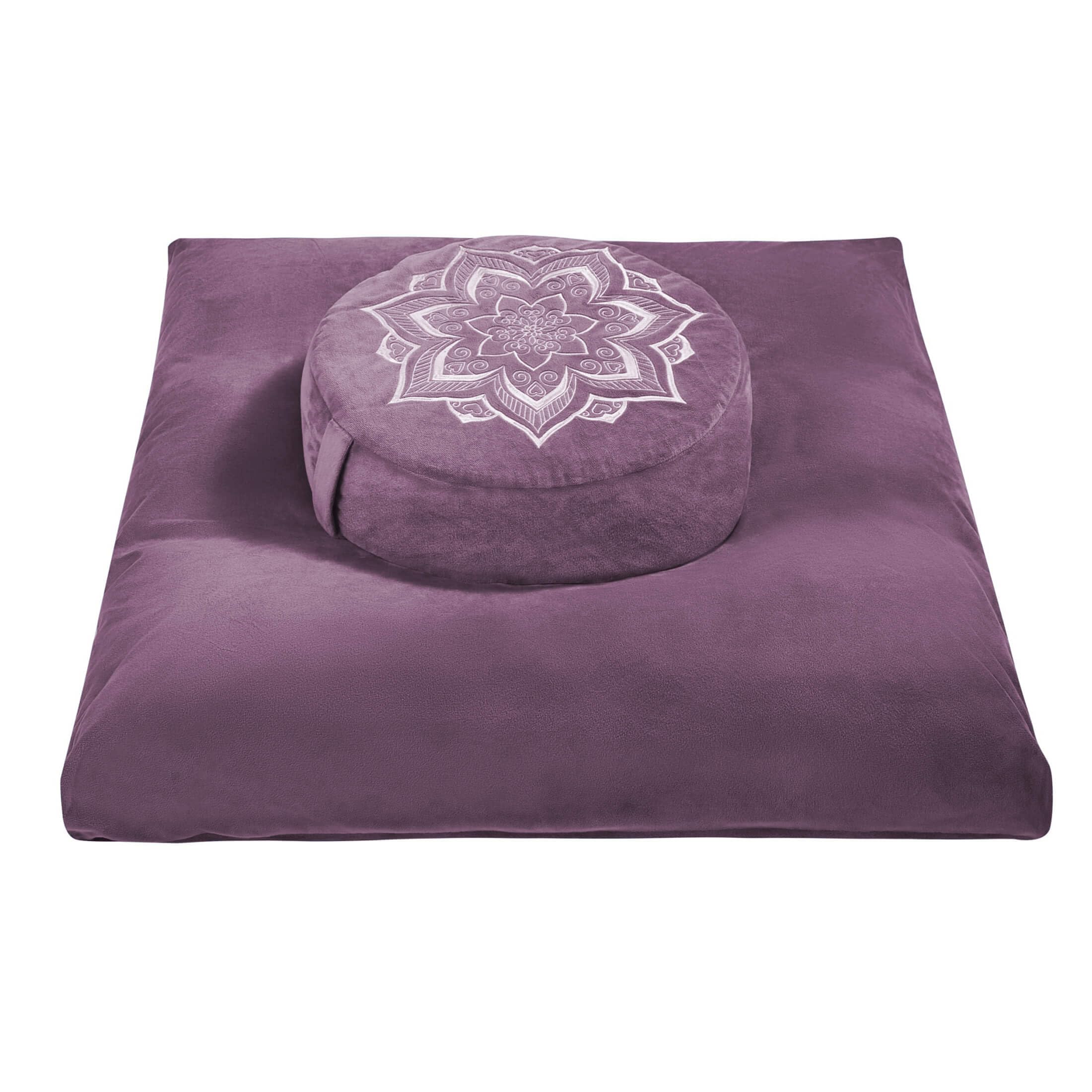 Meditation Cushion with Washable Premium Velvet Cover,100% Memory Foam Square Floor Cushion and Buckwheat Cushion Seating for Adults and Children Sitting, Yoga, Reading