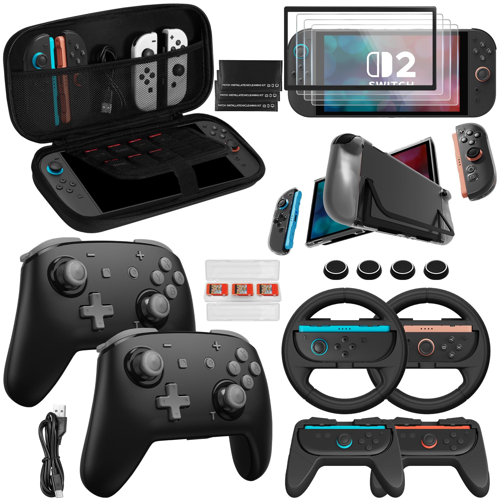 Controllers Accessories Bundle for Nintendo Switch 2 20-in-1: Wireless Contro...