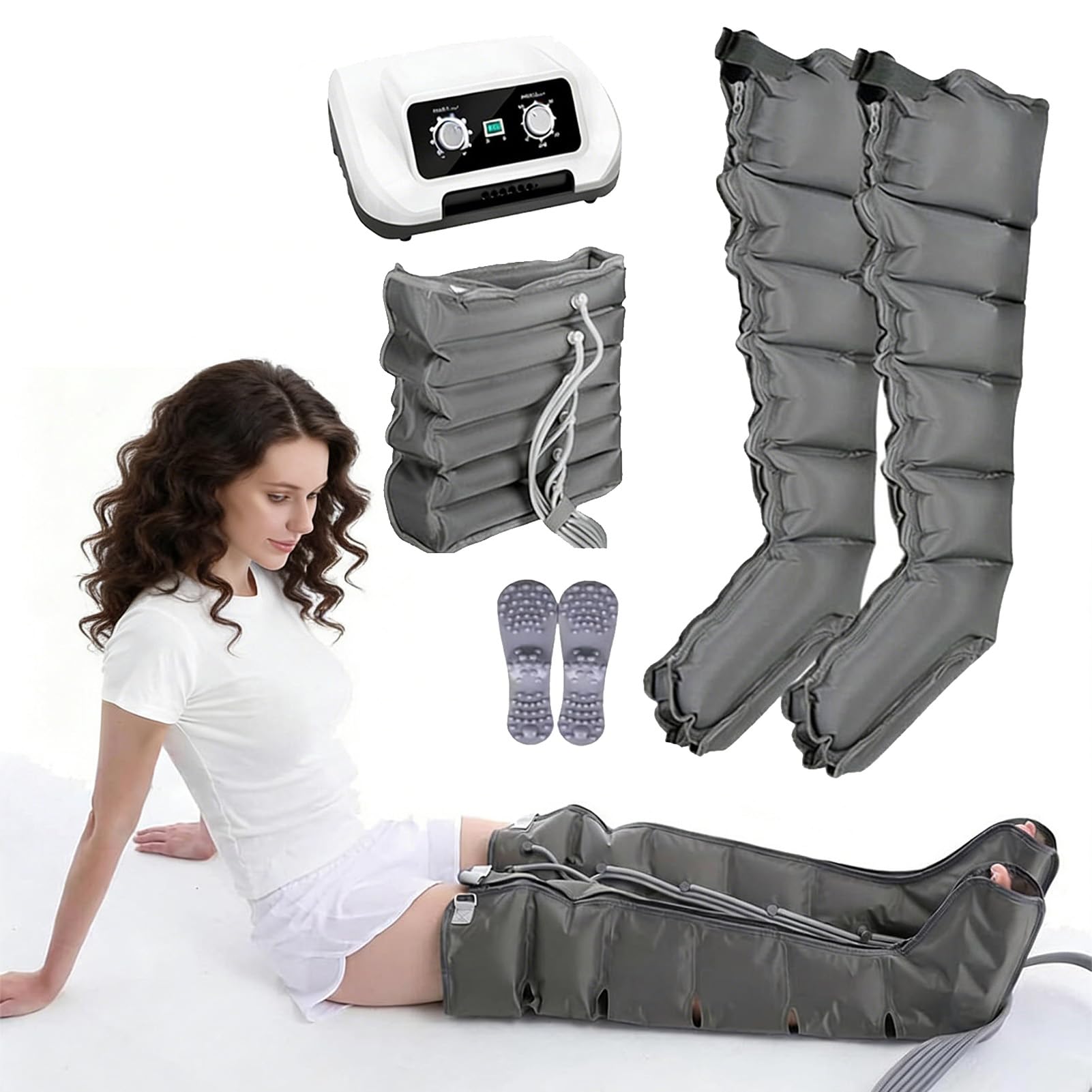 Pressoterapia Linfodrenaggio, Linfodrenaggio Lipedema Gambe, Pressoterapia Linfodrenaggio, 6 Camere Massaggiatore Compressione d'Aria, Massaggiatore Gambe, 8 Intensità + Tempistica