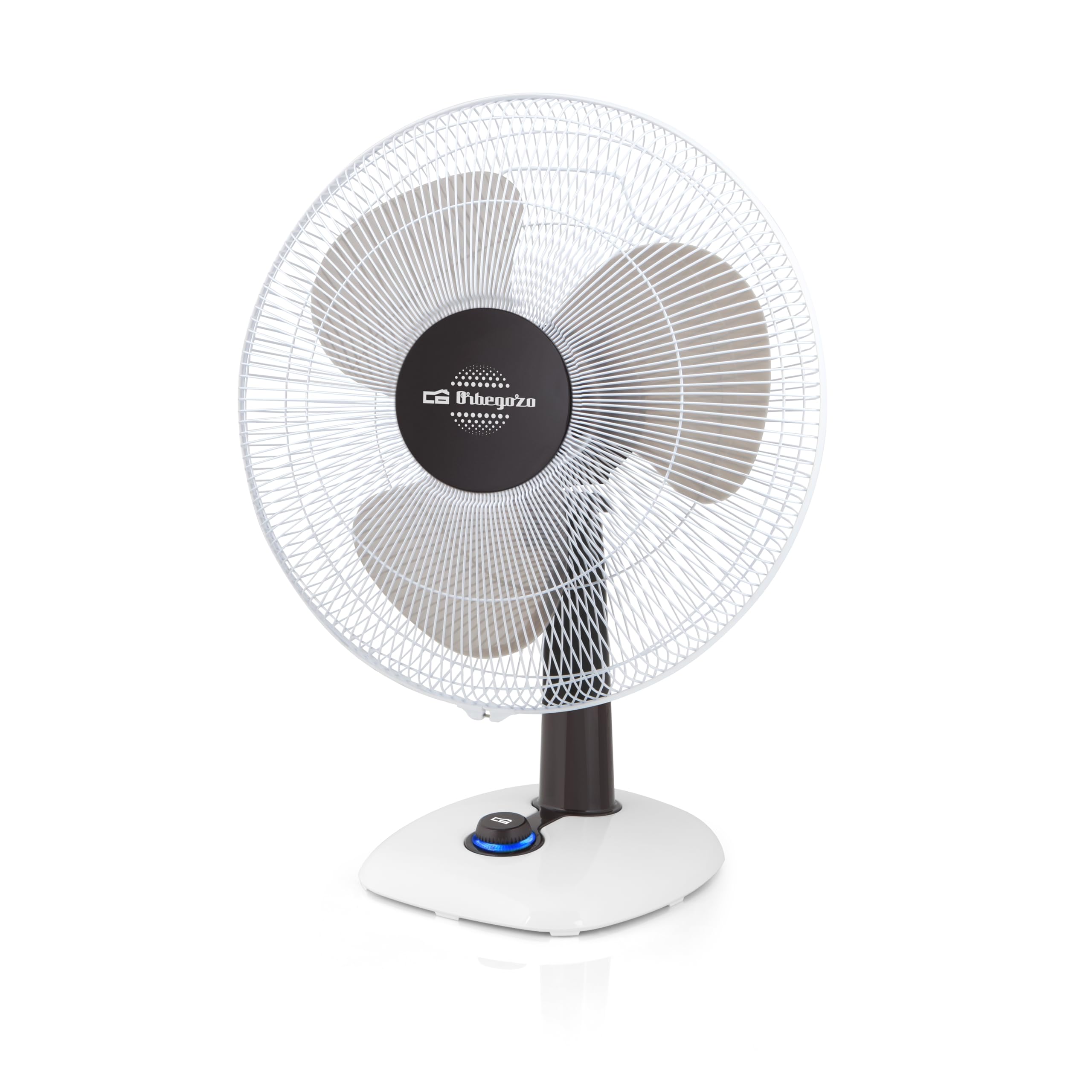 Orbegozo TF 0133, Ventilador de sobremesa, oscilante, 3 velocidades, diámetro hélice 30 cm, asa, 40 W, asa de transporte y rejilla de seguridad, piloto luminoso LED, color blanco