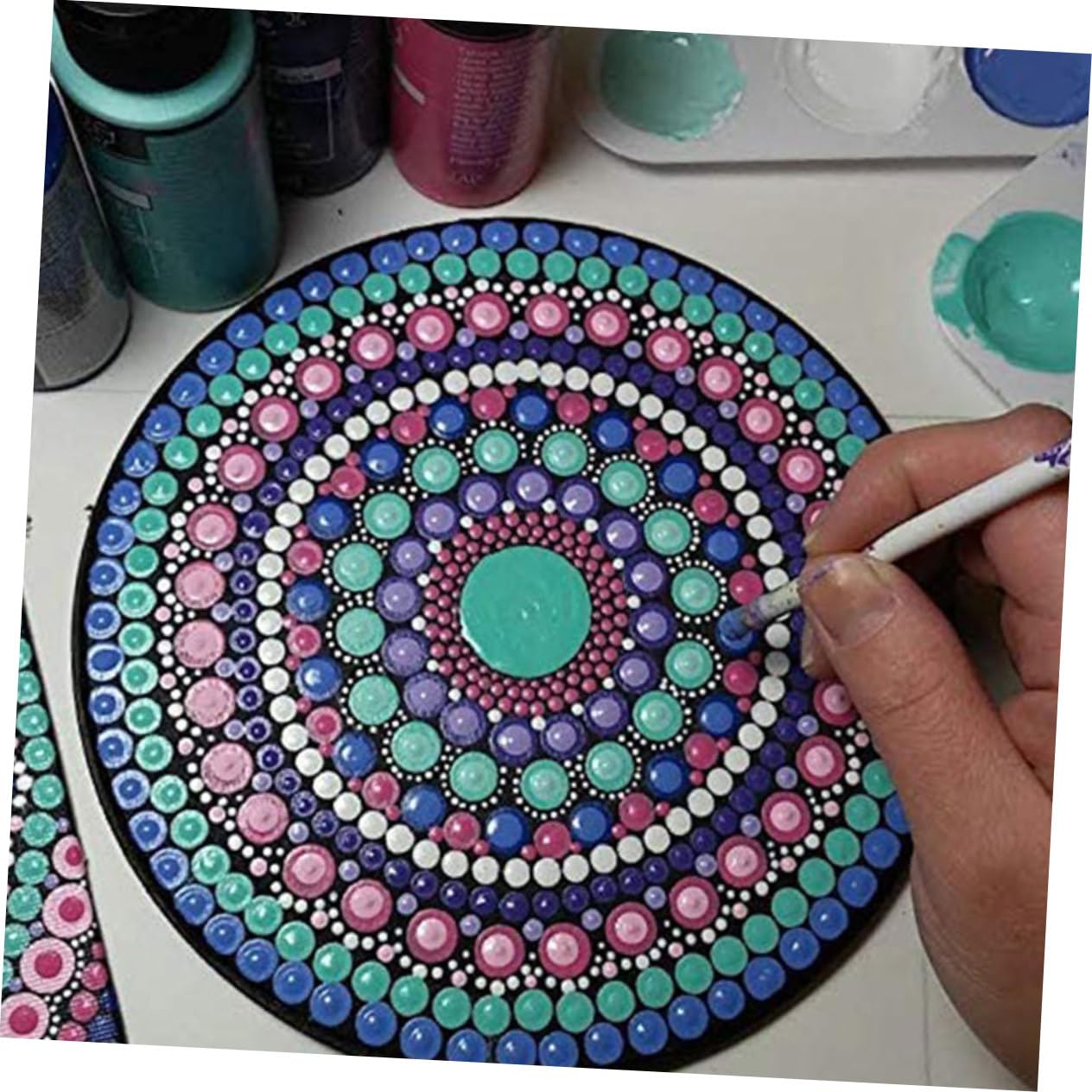 Lurrose 40stücke Mandala Zeichentafeln Runde Malpappe Für Mandala Dot Painting Vielseitig Einsetzbar Für Wasserfarben Für Kreative Kunstprojekte