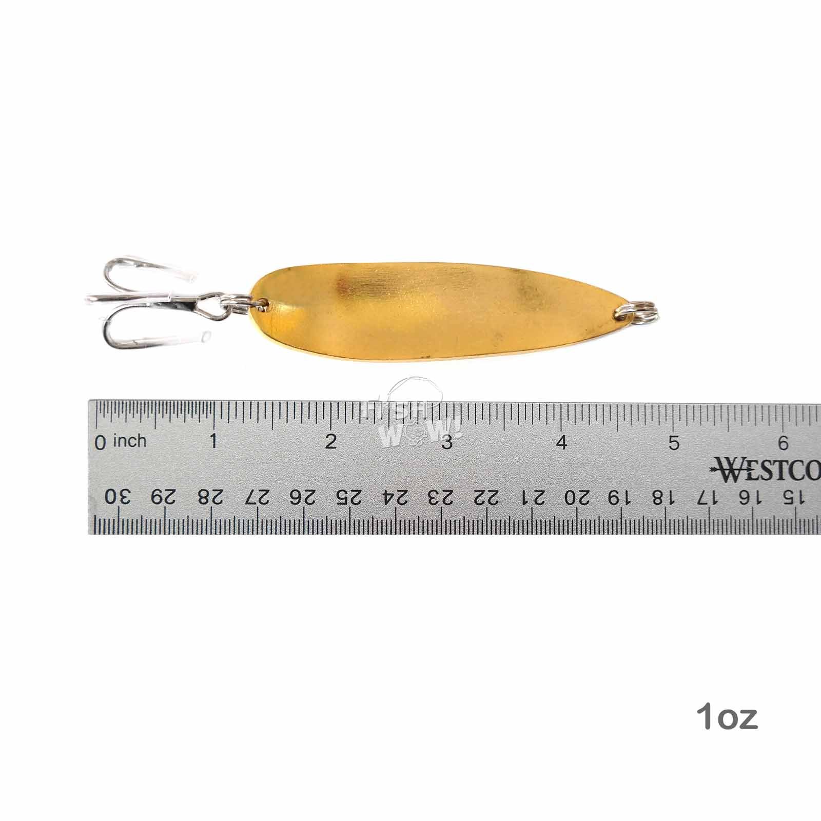 10pcs Fish WOW!® 1oz Fishing Spoon with a Treble Hook Fish Jigging Casting Lures - Silver Gold Tape