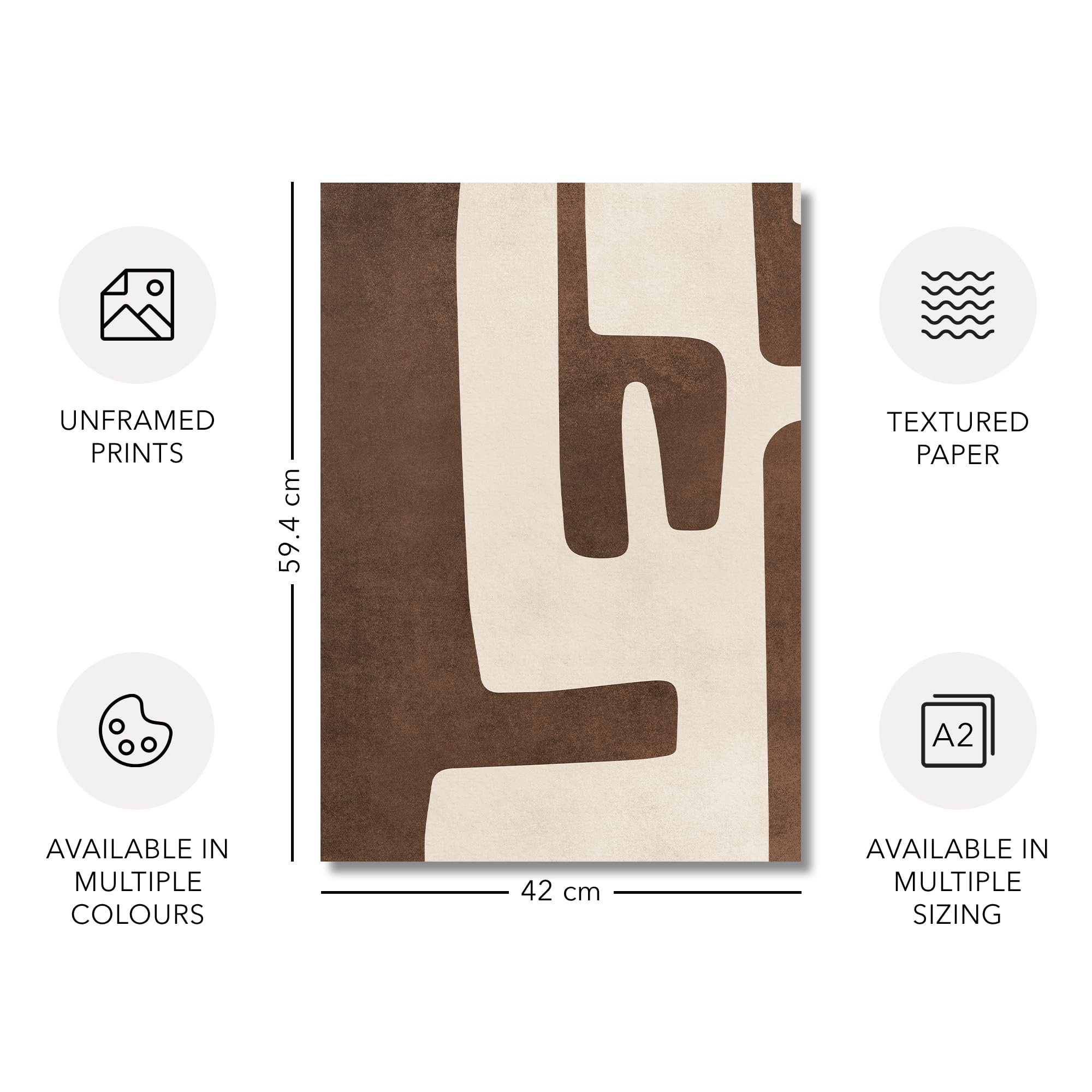 ADAM & ALICE Premium Unframed Wall Art Print, Textured Mid Century Modern Abstract Artwork - Image 3