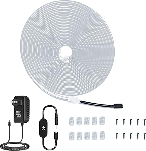 Cuerda de luz de neón flexible tira de luz LED de neón de 12 V 164 pies164ft juego de luz nocturna con atenuador de brillo ajustable