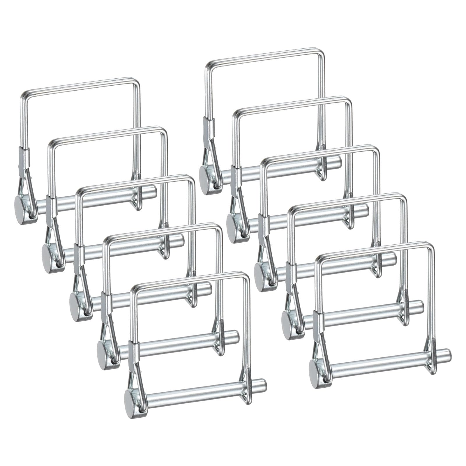 M METERXITY 10-Pack Trailer Coupler Pin, 6mm x 50mm(DxL) Carbon Steel Galvanized D Shape Trailer Coupler Pin, Wire Lock Pin for Farm Trailers/Lawn Mowers/Garden, Coupler PTO Shaft