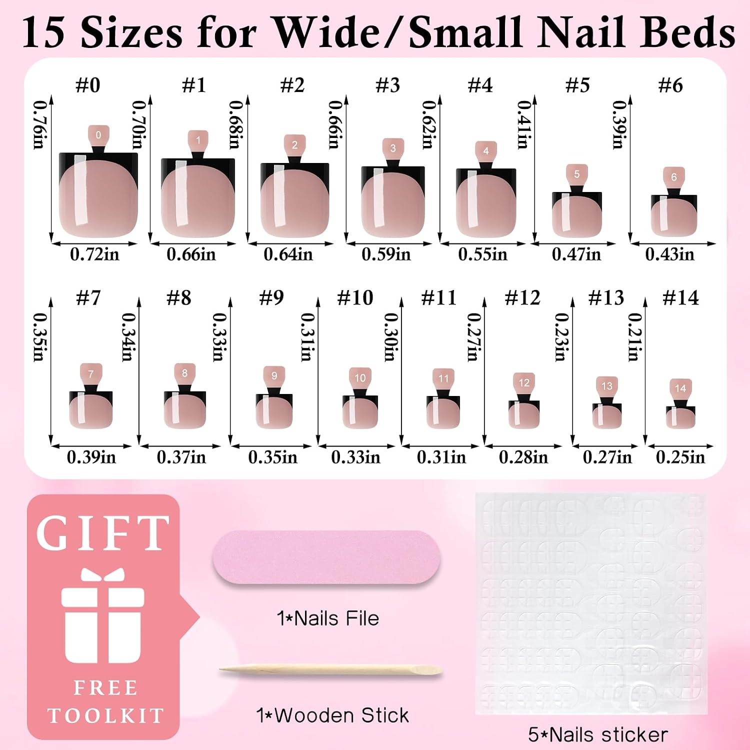 150pc Black French Tip Press on Toenails Women Brown Fake Toe Nail Glue on