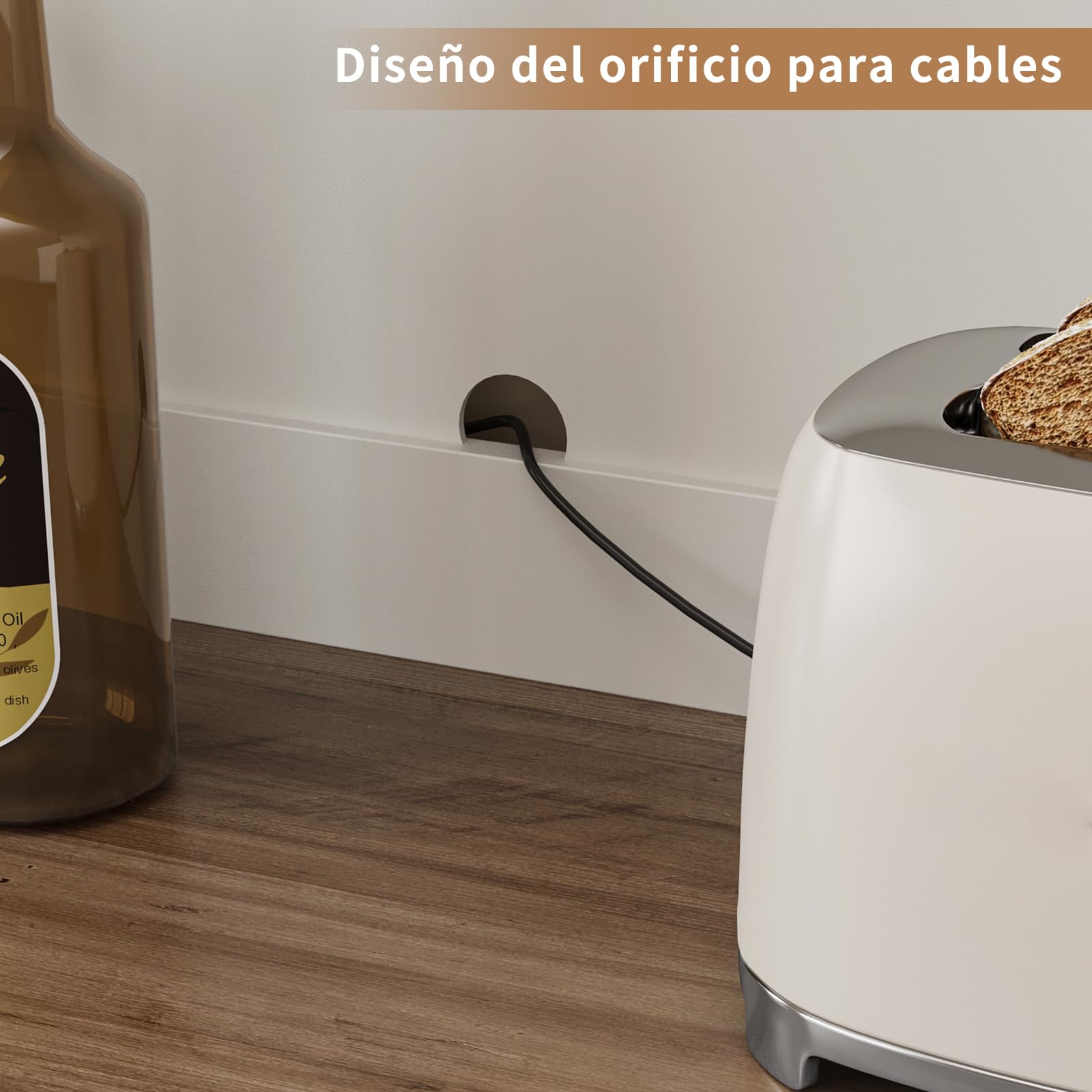 FUSOU Alacena de Cocina 180 cm con Enchufes Integrados, Armario de Cocina con Encimera, 3 Cajones y 4 Puertas, Mueble Auxiliar Estilo Rústico para Comedor, Blanco