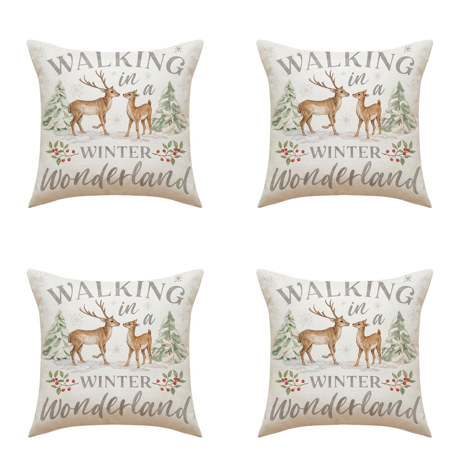 Tsophreniq Decorative Animal Antlers Cushions Covers 45x45cm Soft Cotton Linen Blend Pillowcase for Sofa Chair Animal Print Pillows