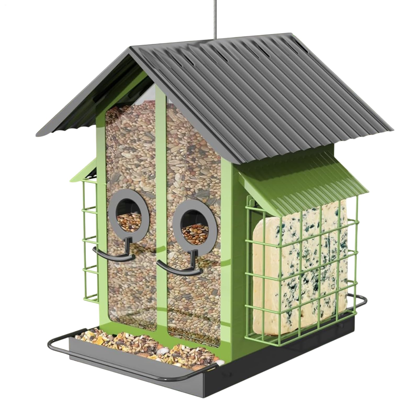 para pájaros de Ventana | para pájaros | Transparente Grande con Doble Techo, para pájaros y Bebedero para árboles, Vallas, terraza, jardín, balcón y baño pa