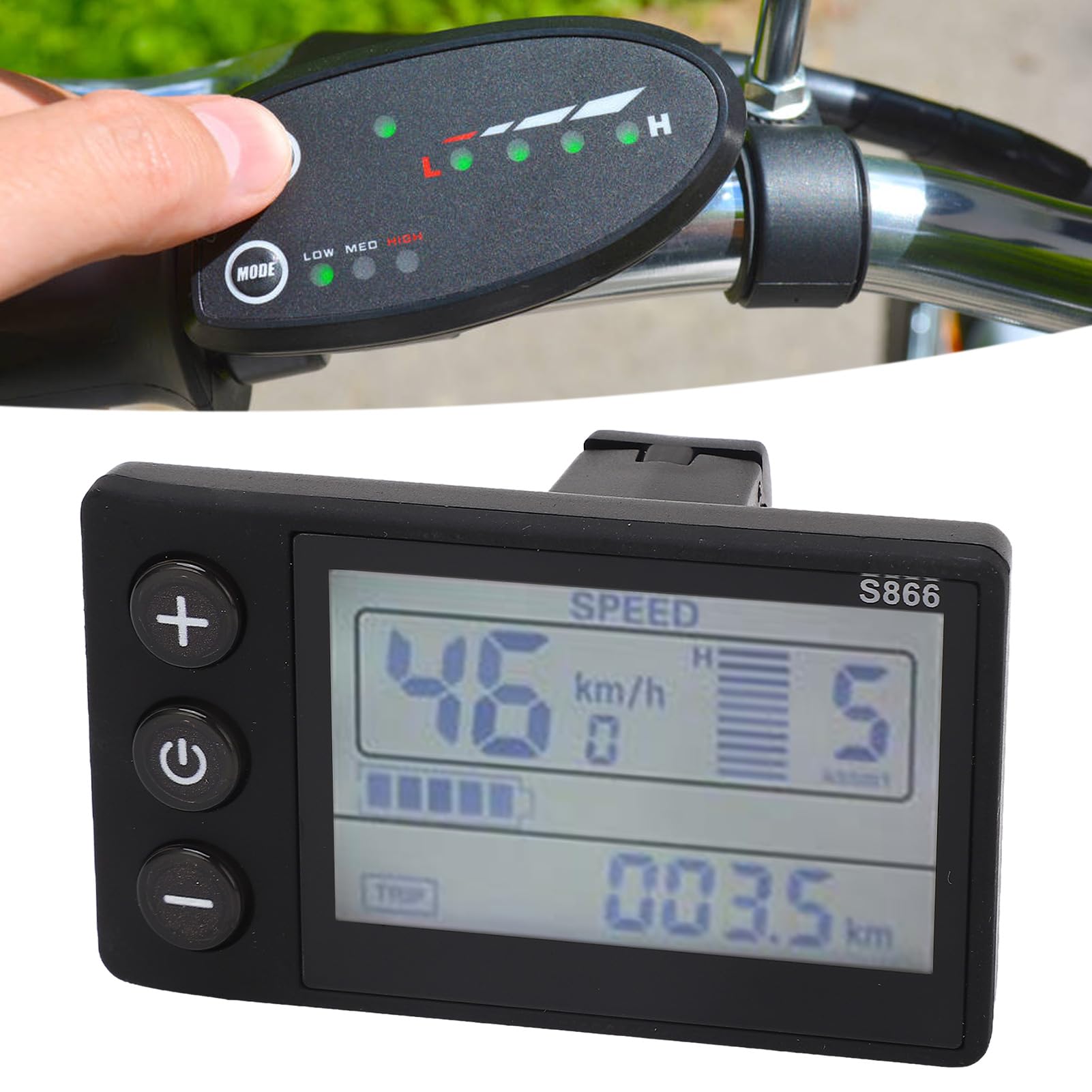 Speedometer with 24V 36V 48V 60V LCD Display Panel ABS Material for Electric Scooter, Electric Modification
