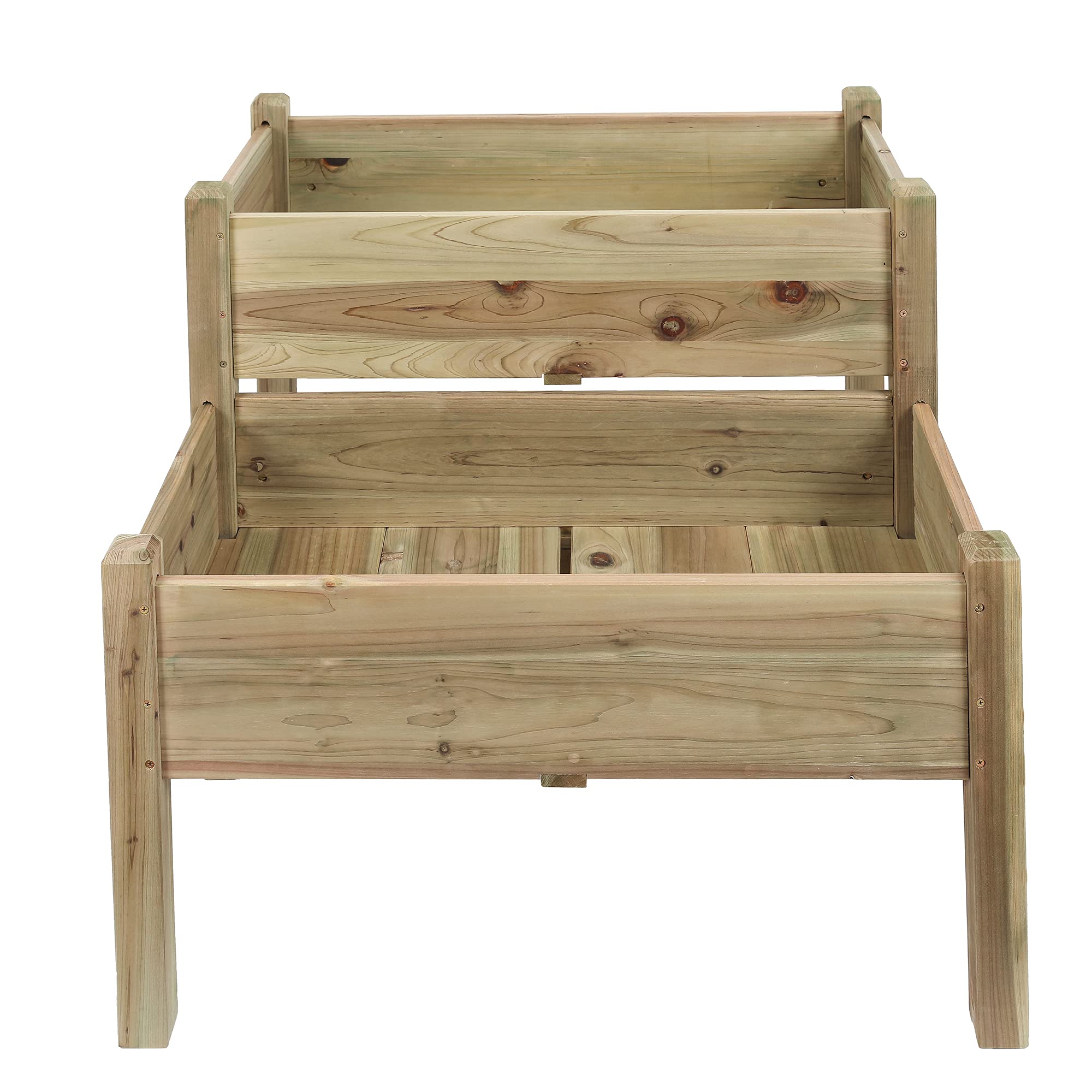 LuxenHome Wood Two Tier Raised Garden Bed