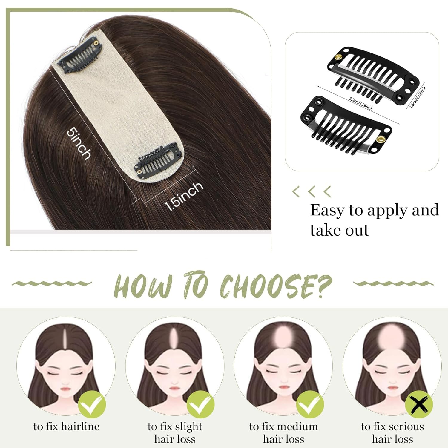 16 Inch Real Human Hair Topper for Thinning Hair, 360° 3D Upgrade Amazon.com : Hair Topper, 3D Hair Toppers for Women with  main image 3