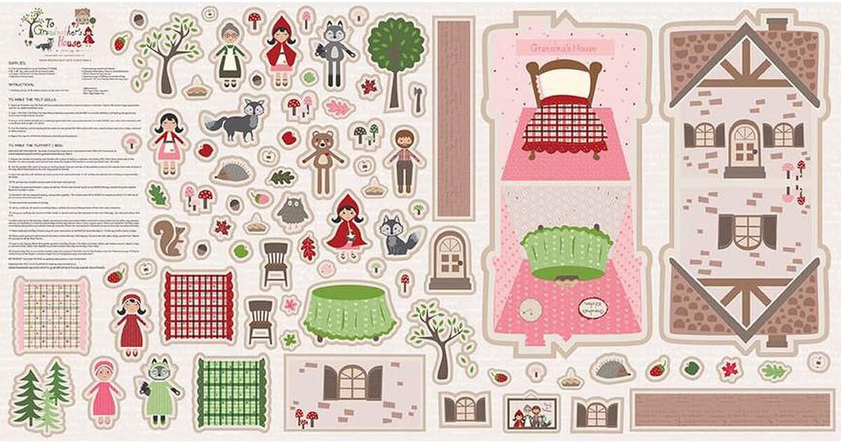 Riley Blake To Grandmother's House Felt Doll & Bag Set Panel 36x69" - Jennifer Long Little Red Riding Hood Craft Kit