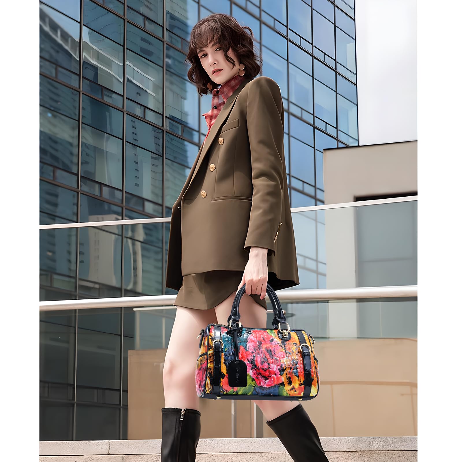 FEIMINA High-End Genuine Leather Shoulder Bag for Women, Stylish Handbag for Ladies, Refined Tote Purse, Crossbody Bag (doodle)