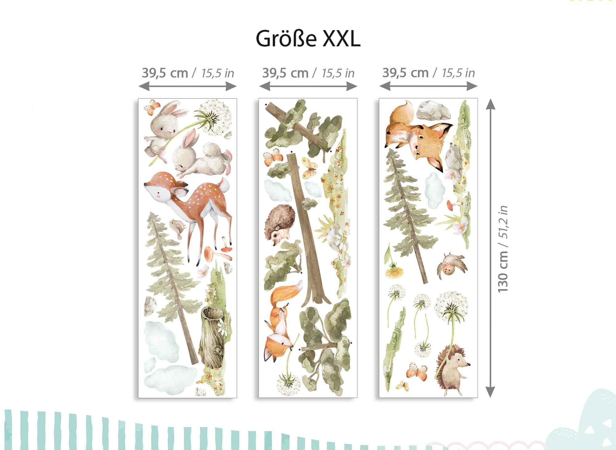 WIETRE® - Set di 6 immagini decorative per cameretta dei bambini, formato DIN A4, con animali