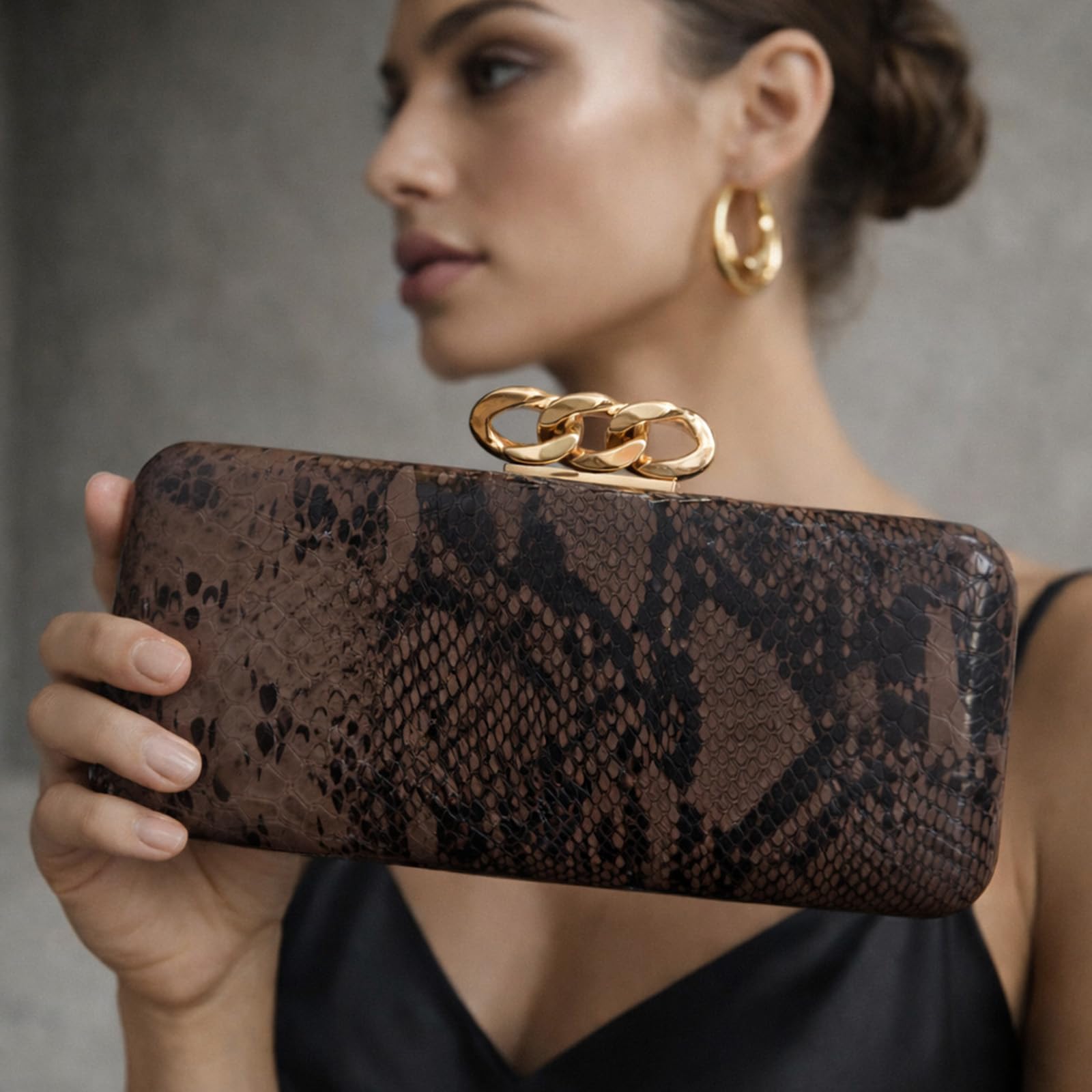 Bolsos de Mano de Piel sintética con Hebilla Dorada, Bolso Cruzado con Estampado de Serpiente, Cadena Desmontable para Mujer, Evento de graduación y ocasión Especial (Estilo 5)