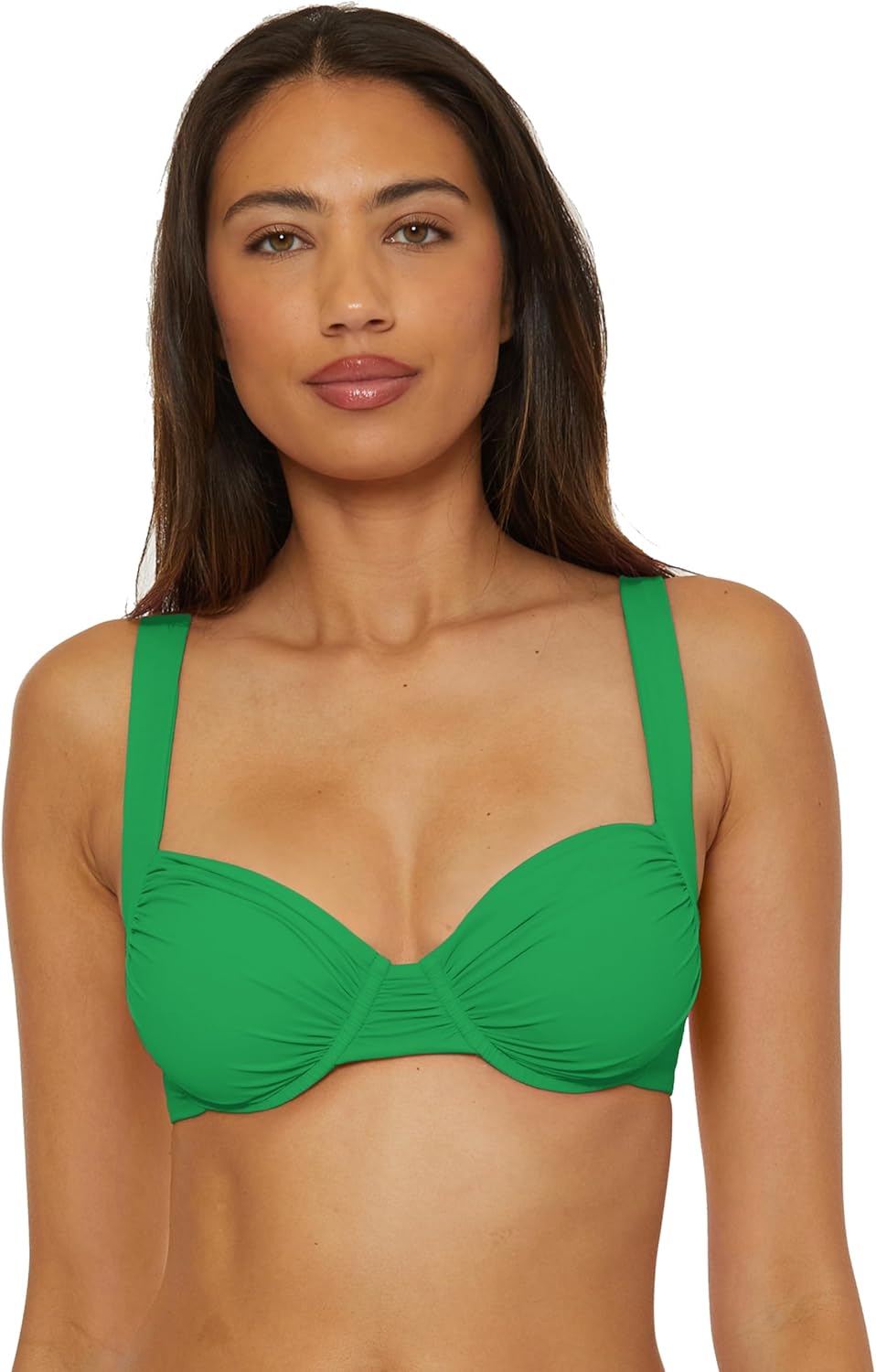 Becca Womens Color Code Shirred Underwire Bikini Top, Adjustable, Tie Back, Swimwear Separates for Women