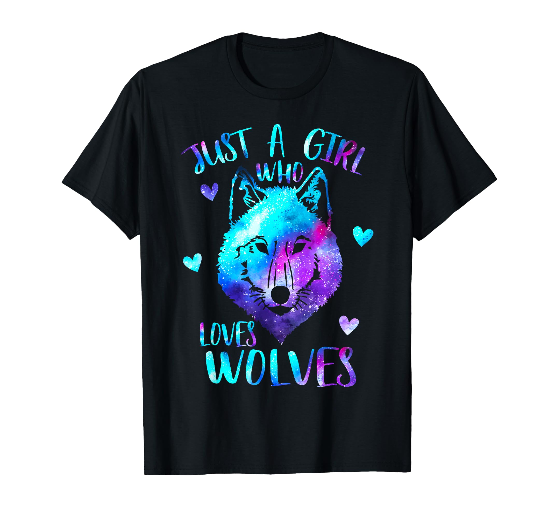 Amazon.com: Just a Girl Who Loves Wolves Themed Galaxy Space Wolf Lover ...