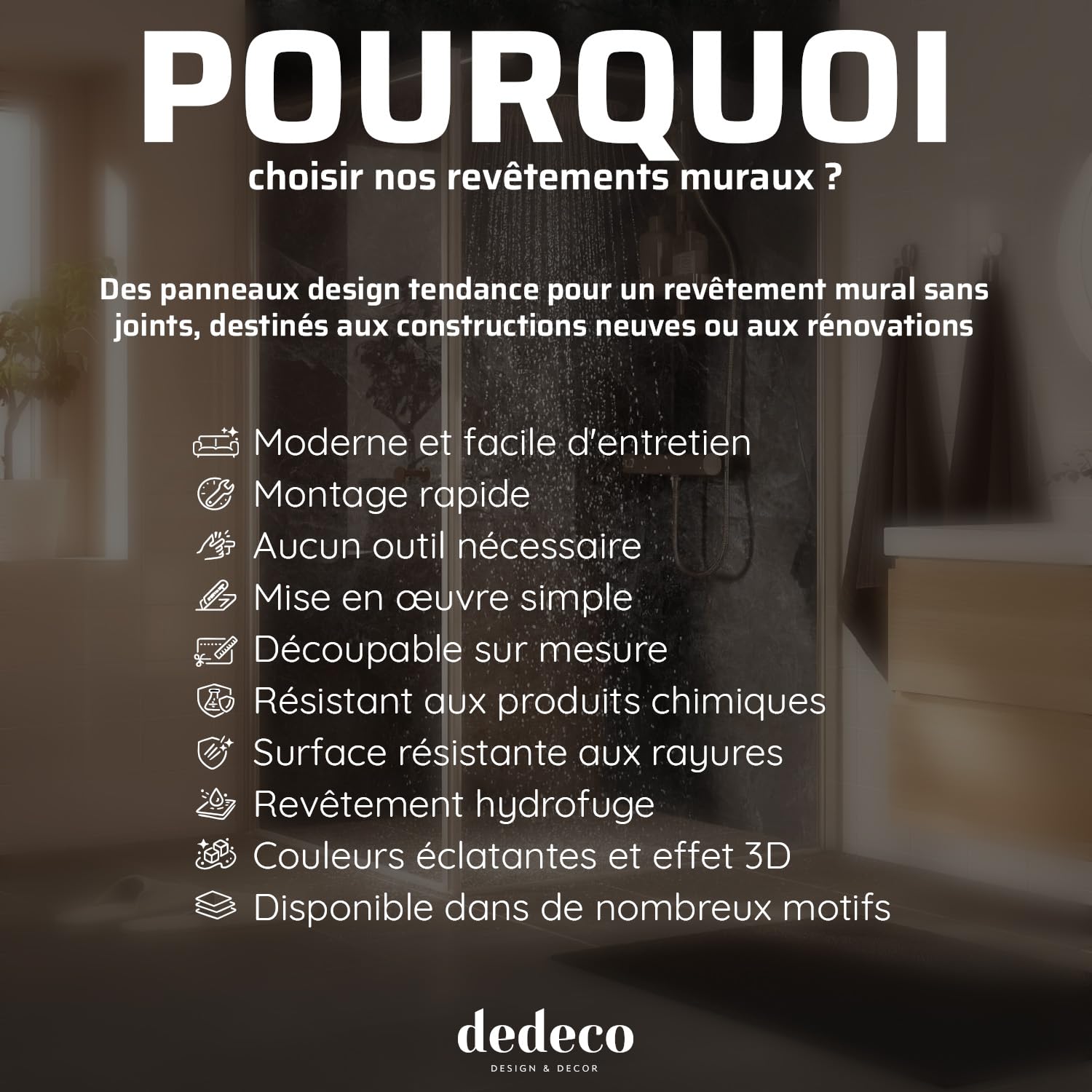 Dedeco - Pannello da cucina con motivo V2 in cemento - 280 x 60 cm alluminio, alzatina per pareti di cucina, impermeabile, resistente al calore, molte misure e materiali, Lacca UV lucida