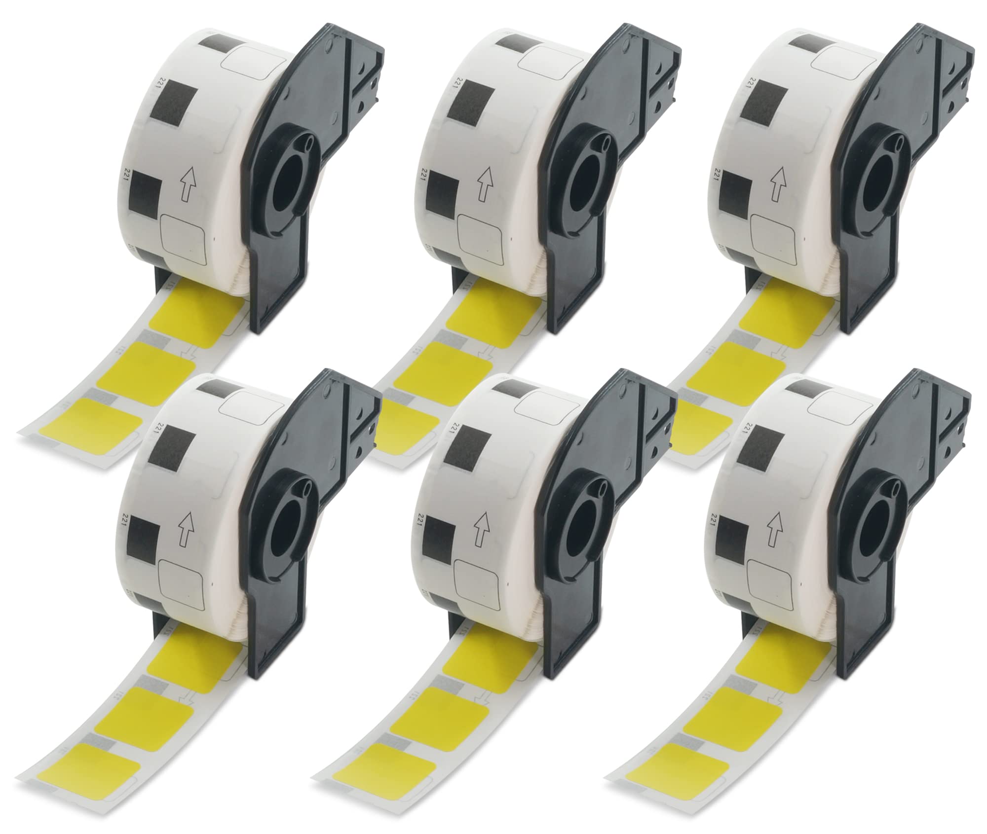 BETCKEY - Square Labels Replacement for Brother DK-1221 (0.9 in x 0.9 in), Compatible with Brother QL Label Printers [6 Rolls/6000 Labels, Yellow]