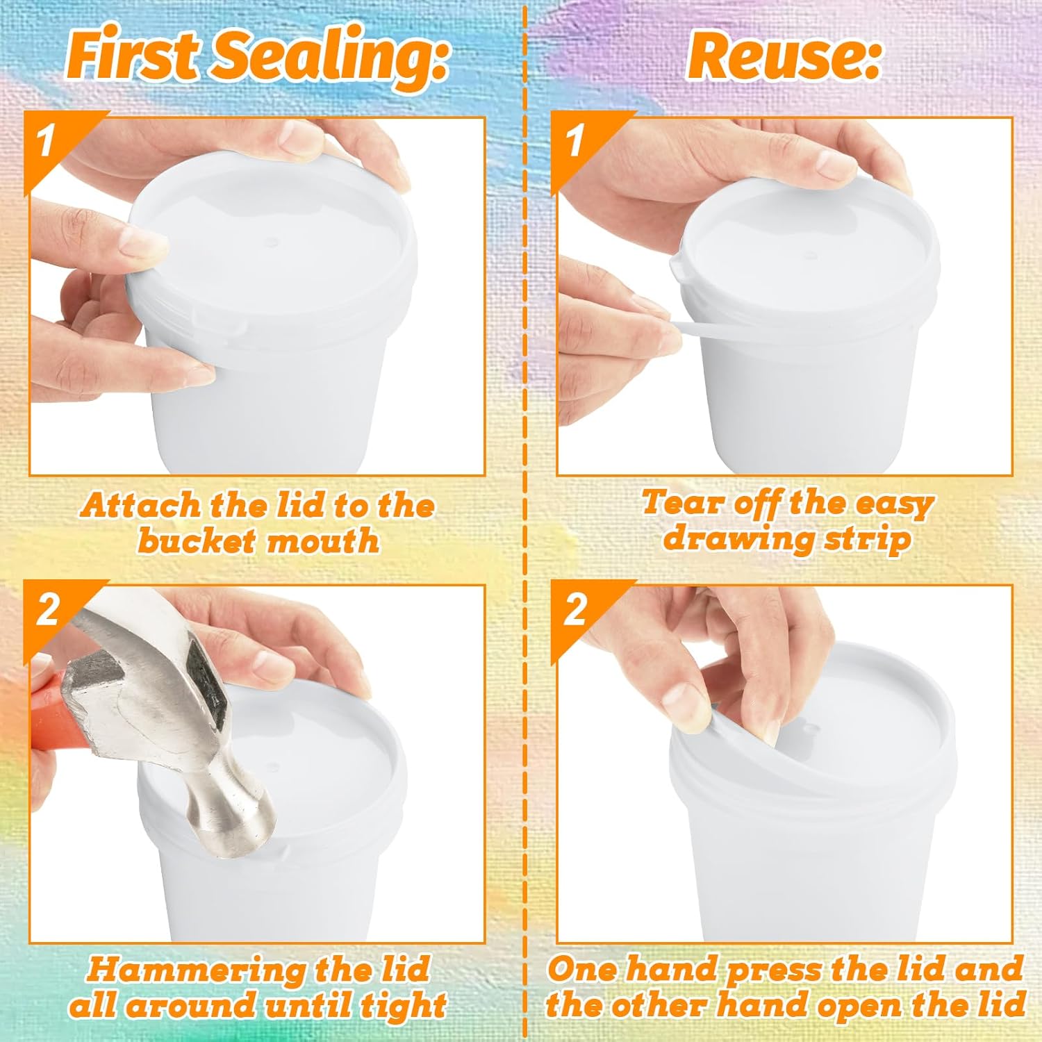 24 Pack Small Paint Bucket for Painting Pint Touch Up Paint Containers with Lids Empty Paint Cans Plastic Paint Storage Containers 1/2 Quart Paint Cans Hand Held Paint Pail for Leftover Paint - Image 4