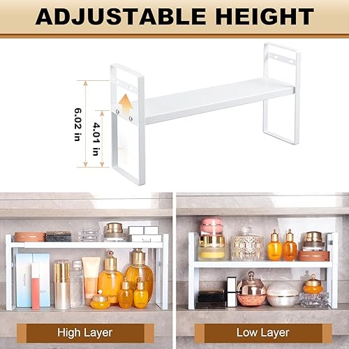 Miniatura 4 de Estante pequeño expandible para botiquín, soporte de almacenamiento de metal de 3.58 pulgadas de ancho con capas ajustables y almohadillas