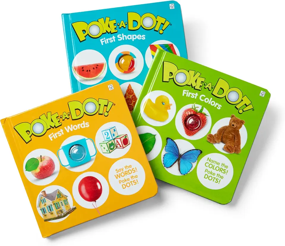 Melissa &amp; Doug Poke-a-Dot! 3Pk First Words, Shapes &amp; Colors, Interactive Children's Board Books with Buttons to Pop, Educational Sensory Toy for Toddlers &amp; Preschoolers Ages 1+