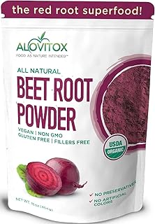 Alovitox Organic Beet Root Powder, 16 oz - Raw, Vegan, Gluten Free Super Food Supplement | Naturally Pure Organic Nitric Oxide Boosting Beetroot Supplement. Keto, Paleo, Vegan Superfood Great For Heal