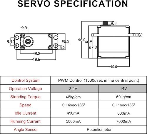 Miniatura 6 de FLASH HOBBY Servo sin escobillas IP67 resistente al agua de 14 V de alto par con engranaje de metal completo para camión de oruga RC 18 110 o piezas