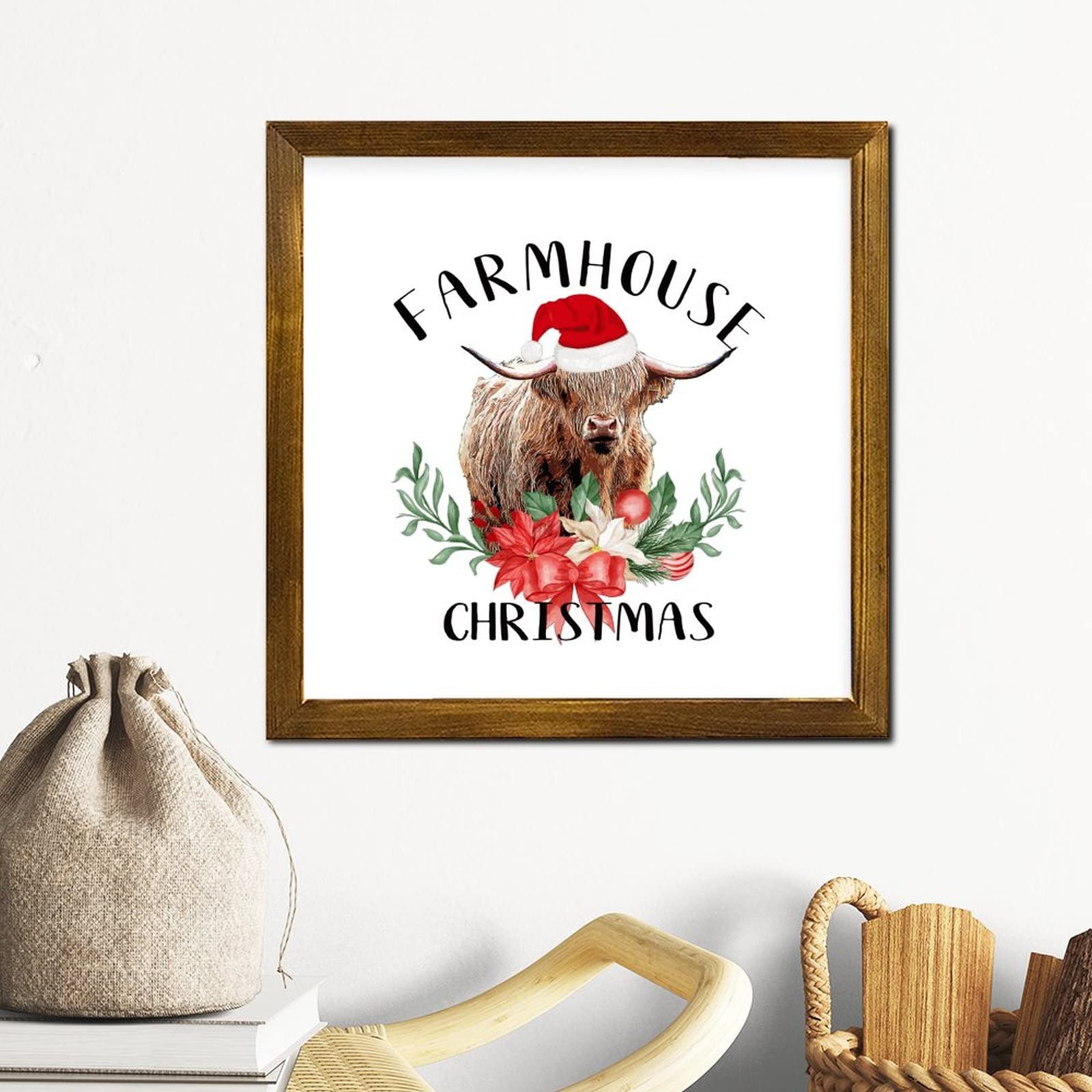 Weihnachts-Kuh Hausflagge Für Draußen – Doppelseitig, 71x102 Cm, Mooey Cow Mit Rotem Hut, Winterdeko