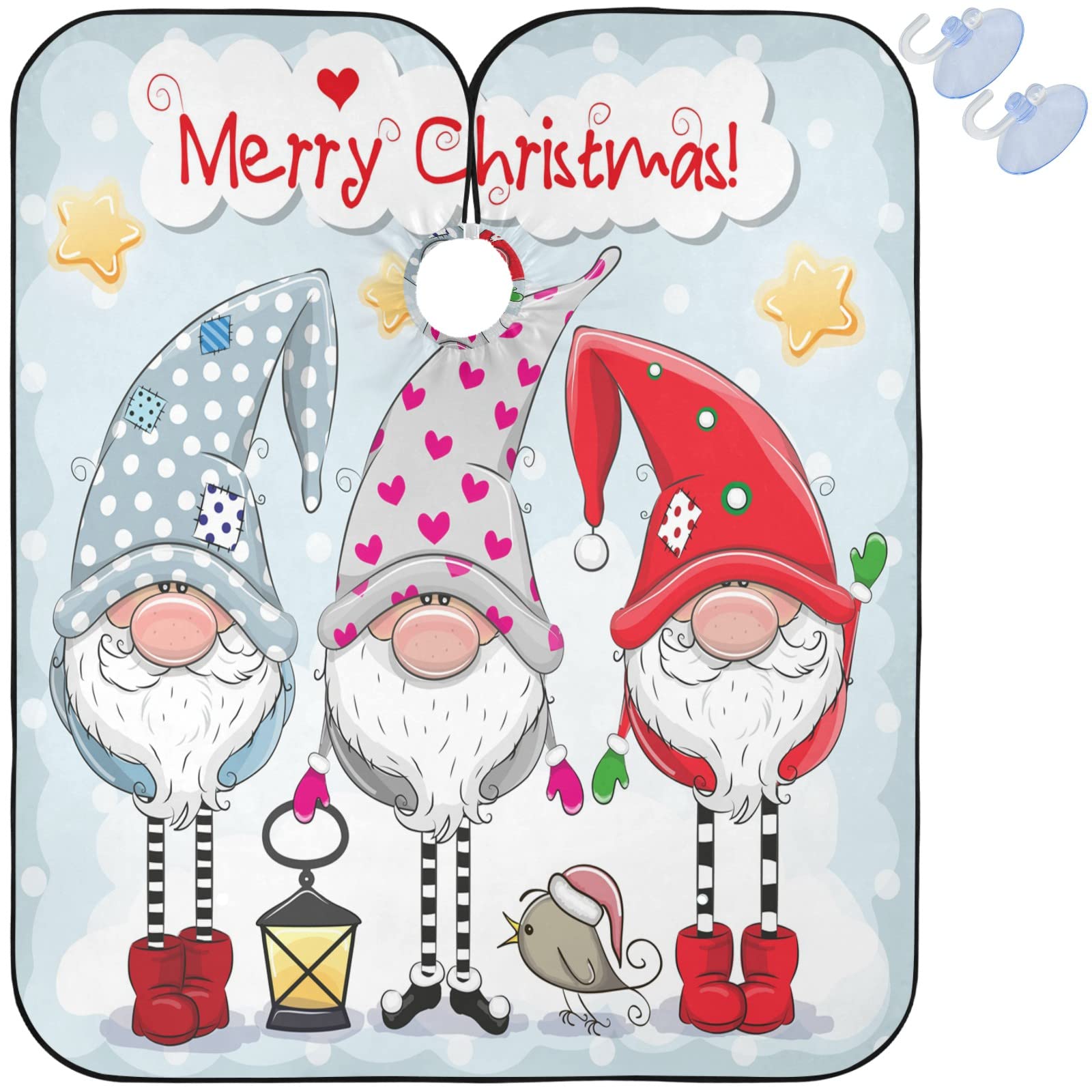 visesunny Barber Cape Merry Christmas Dwarf Star Polyester Hair Cutting Salon Cape Apron Anti-Static Haircut Water-Resistant Shaving Cloth Beard Shaving Bib Hairdressing Cape