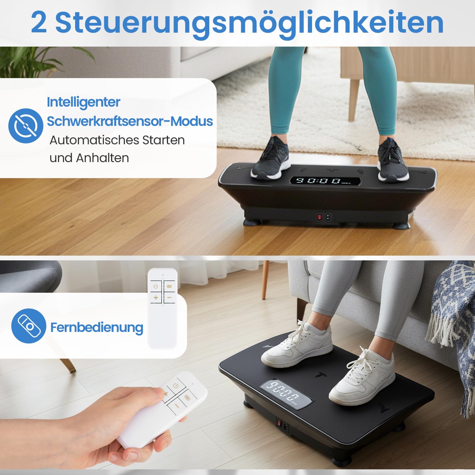 COSTWAY Płyta wibracyjna, płyta wibracyjna z Bluetooth i pilotem zdalnego sterowania, płyta wibracyjna z 10 poziomami intensywności i 2 trybami, obciążenie 100 kg, trenażer wibracyjny do treningu