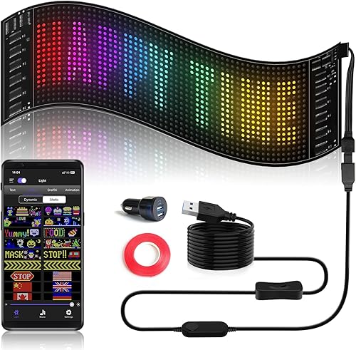 Señales LED programables y brillantes Pantalla de tienda USB de 5 V con desplazamiento por USB, control de aplicación Bluetooth, animación de