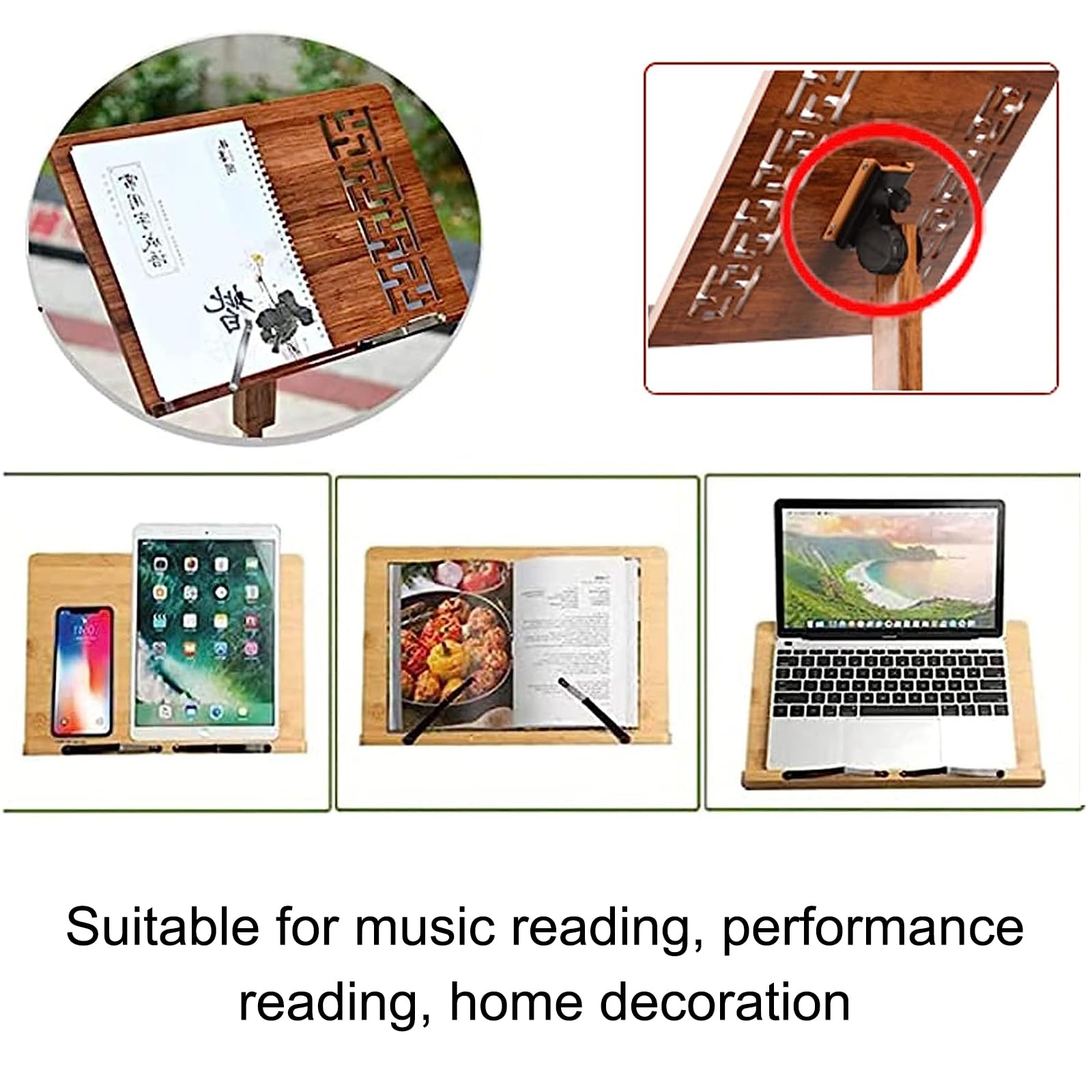 Soporte para partituras, portátil, plegable, de madera, trípode estable para lectura y visualización, ideal para actuaciones instrumentales y viajes