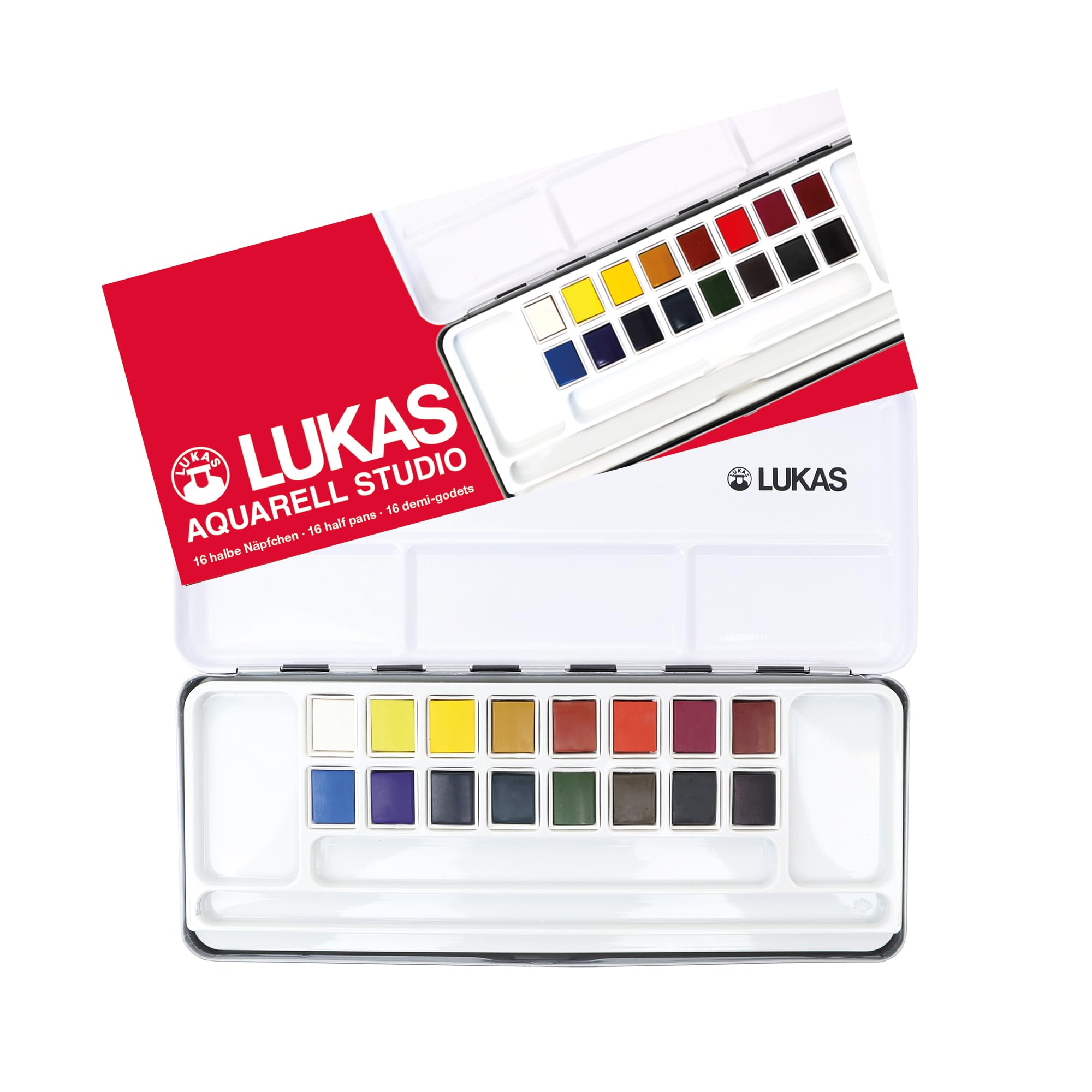 LUKAS Studio Aquarell Set, 16 x Half Pans in Assorted Colours, For Entry-Level Professional & Student Watercolour Artists - Image 4