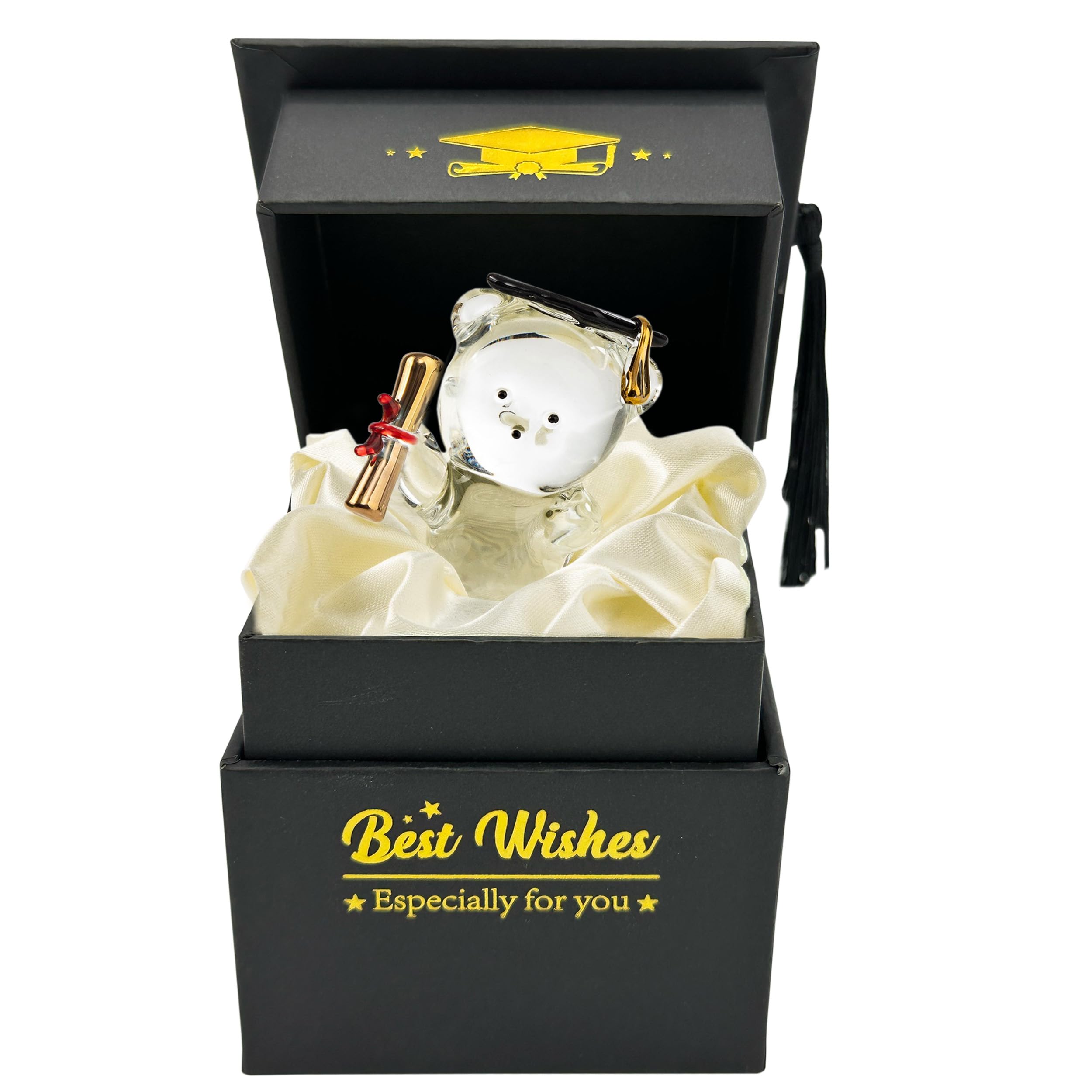 Graduation Gifts for Her Him Keepsakes Graduate High School College University - PHD Masters Degree, Congratulation Ornaments Ideas Friends Daughter Son (Black Teddy Box)