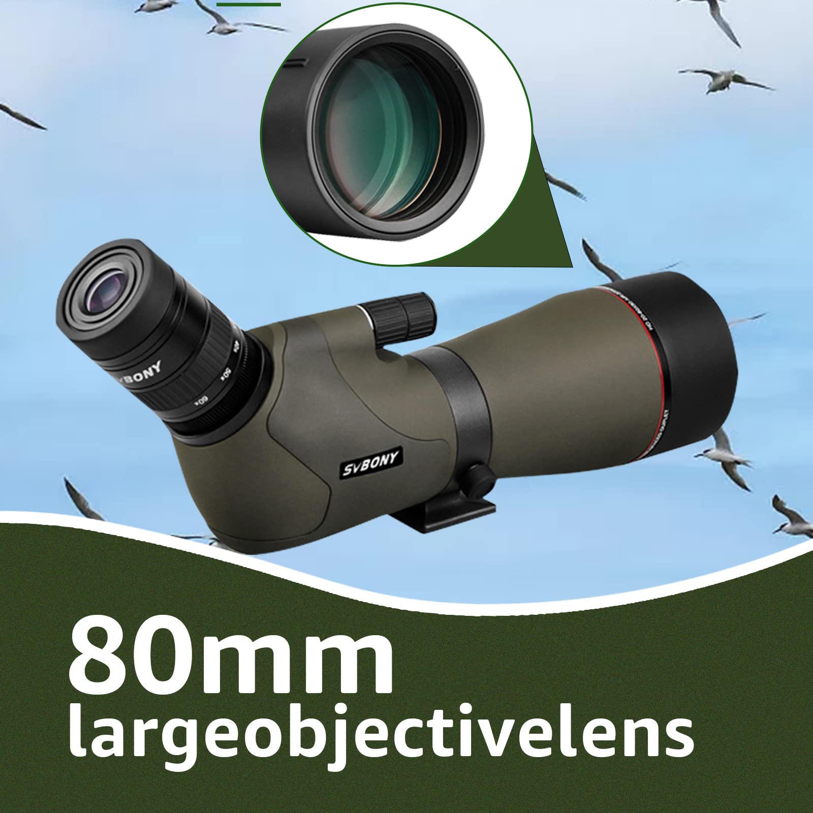 Buy SVBONY SV46 Spotting Scopes, Angled 2060x80 Spotting Scope with