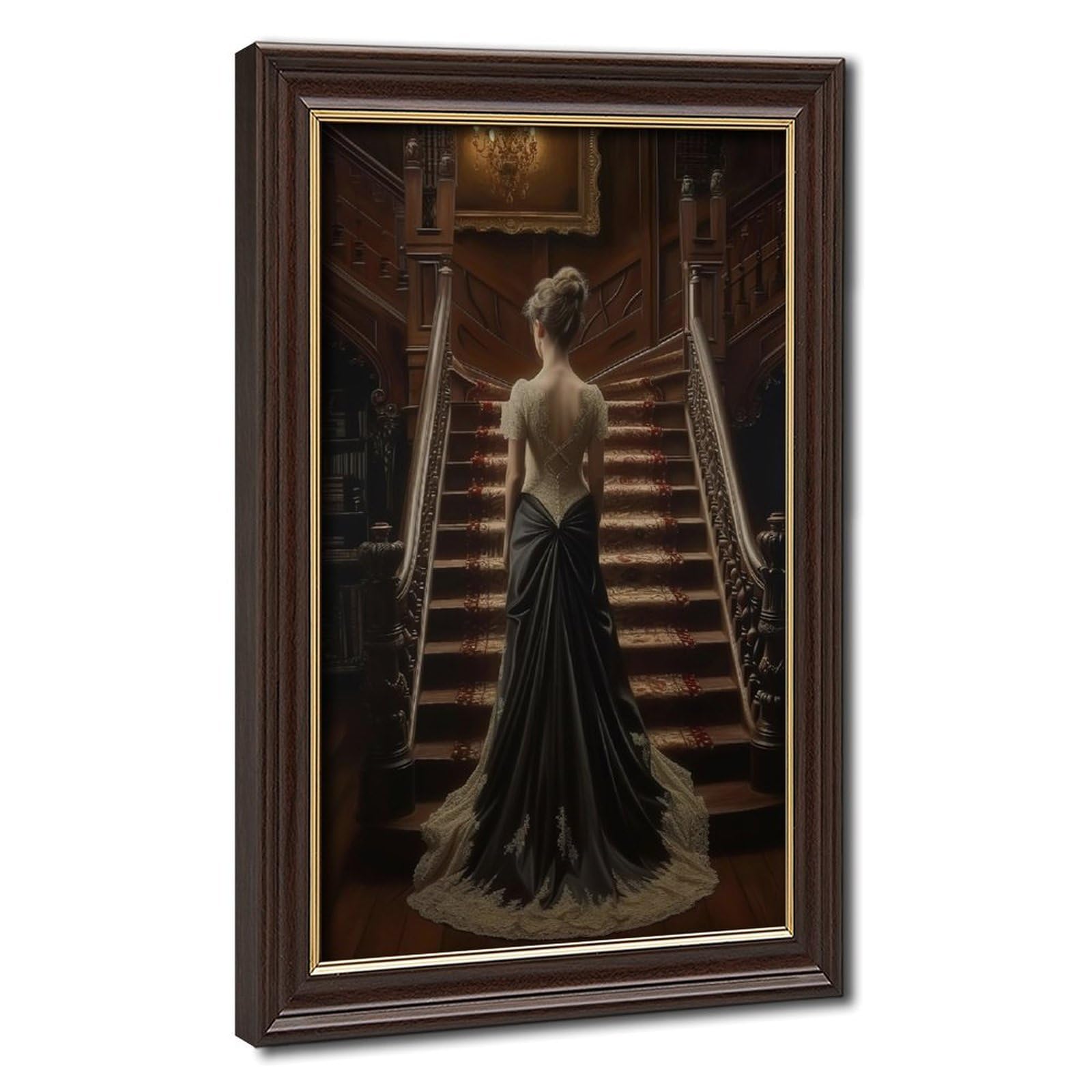 Bareronor Metallic Victorian Woman Canvas Poster Bedroom Decor Landscape Office Room Decor Gift 12" L X 18" W