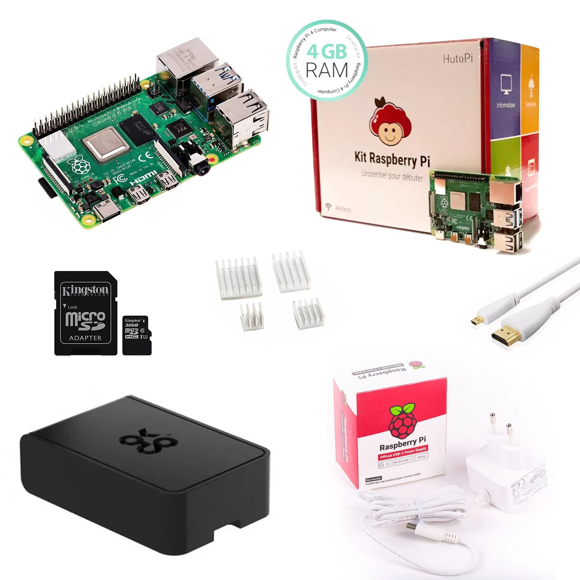 HutoPi Raspberry Pi 4 Model B 4GB Starter Kit RPi 4 Model B 4GB