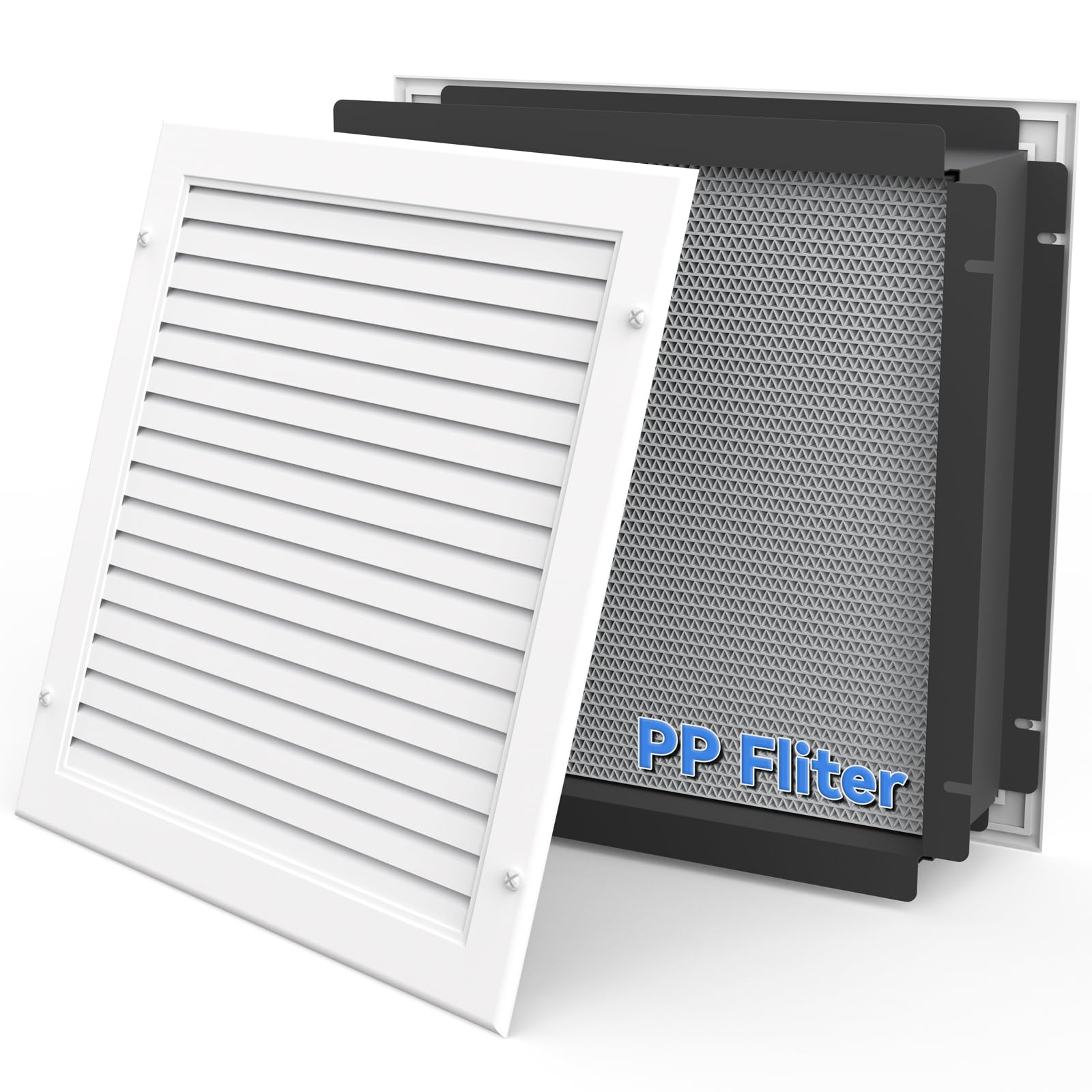 Suprocky Wall Return Air Pathway with Eco-Friendly PP Filter and Aluminum Grille (12"x 12" Retrofit), Upgraded Fins, Odor Free, Durable, AP1212 Matte